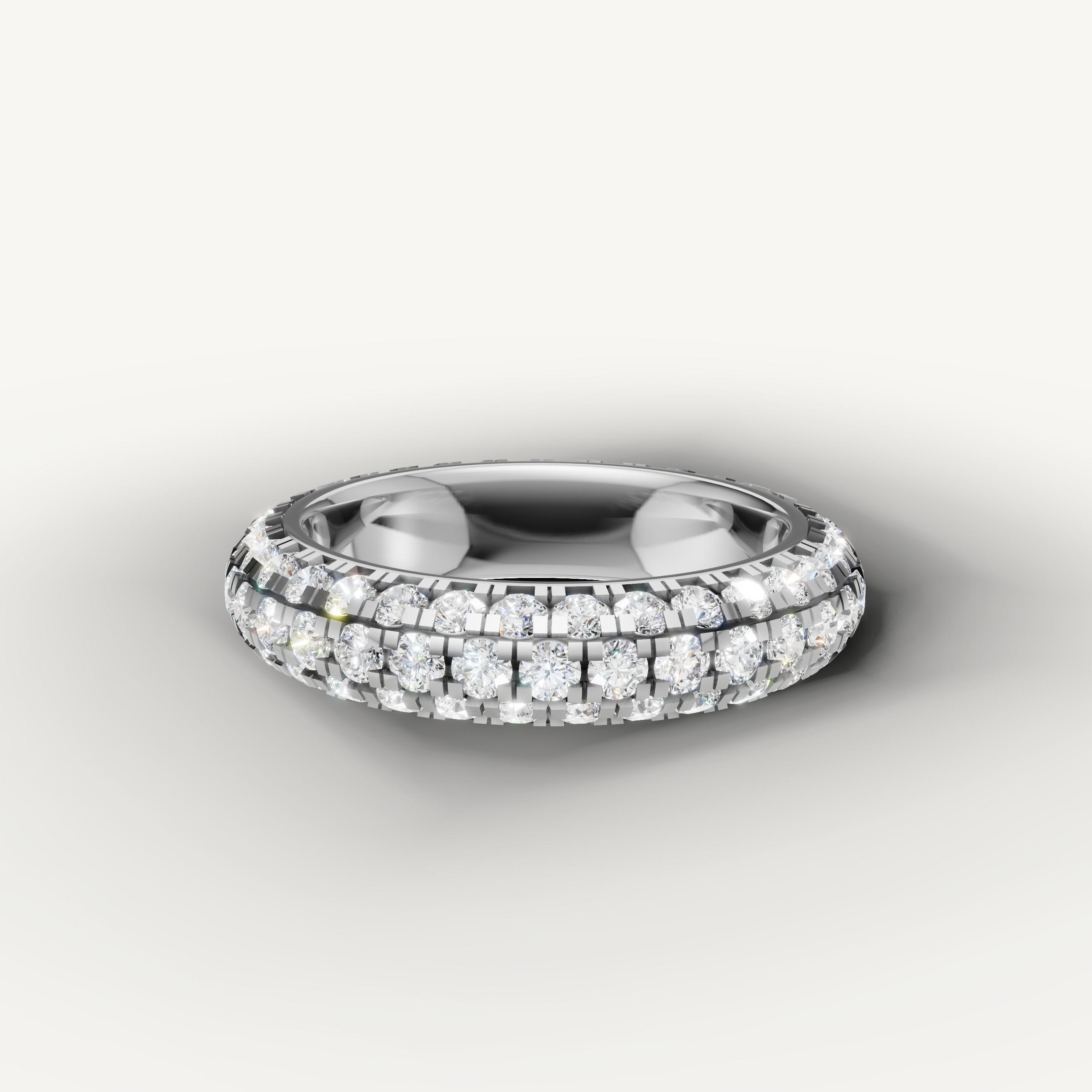Raul Diamonds white gold diamond wedding band with triple row pavé diamonds