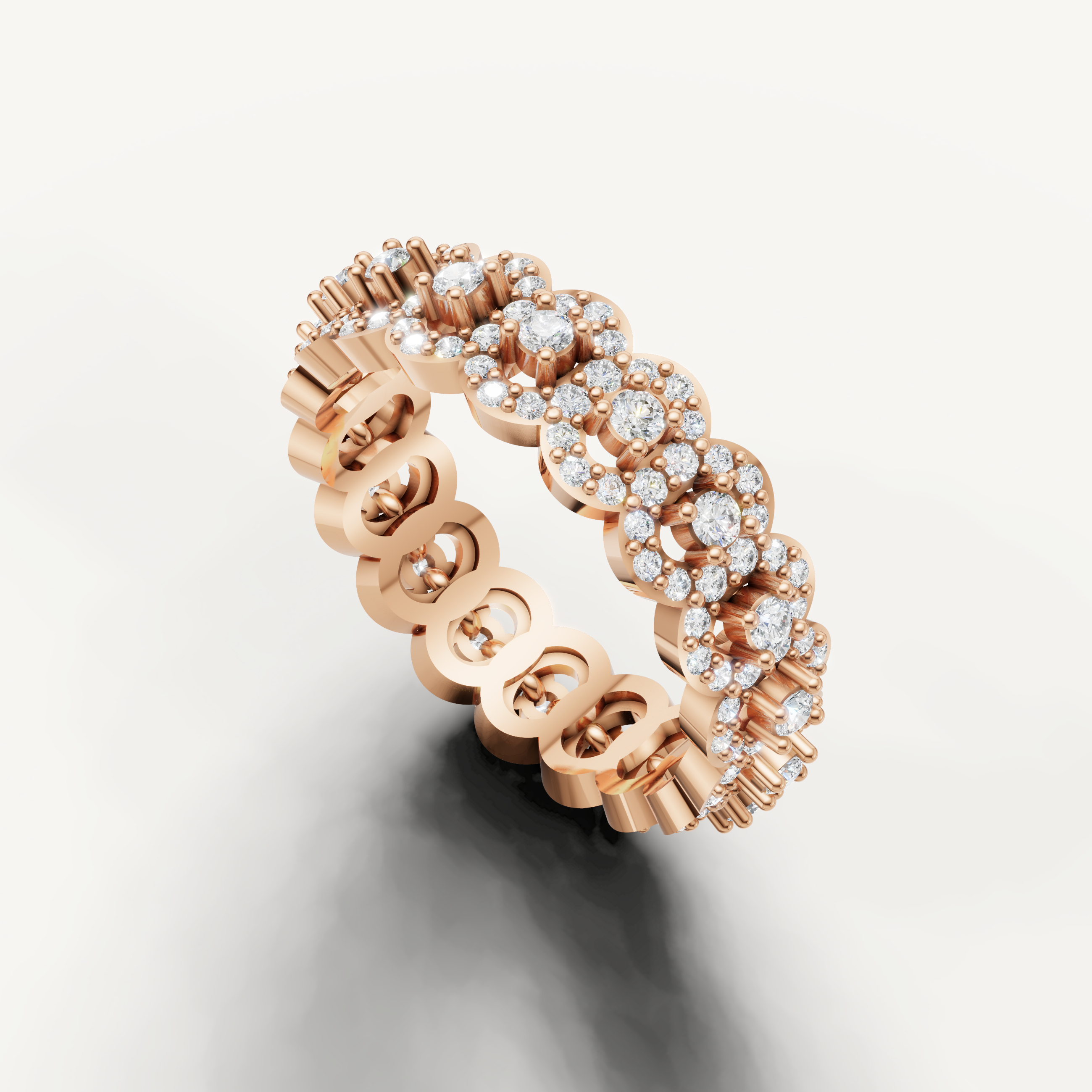 elegant floral lab grown diamond anniversary ring in rose gold