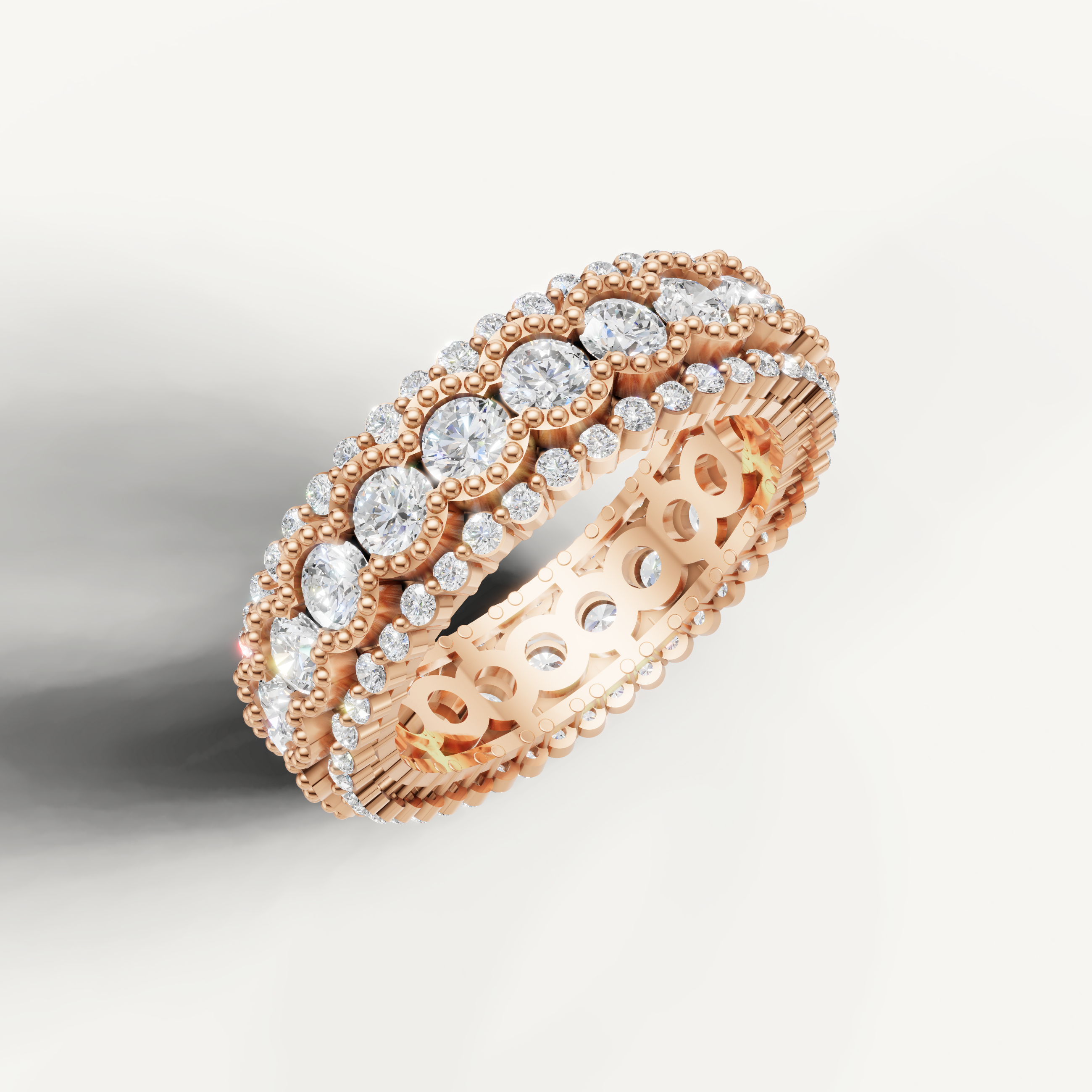 romantic vintage halo eternity ring with pavé diamond detailing