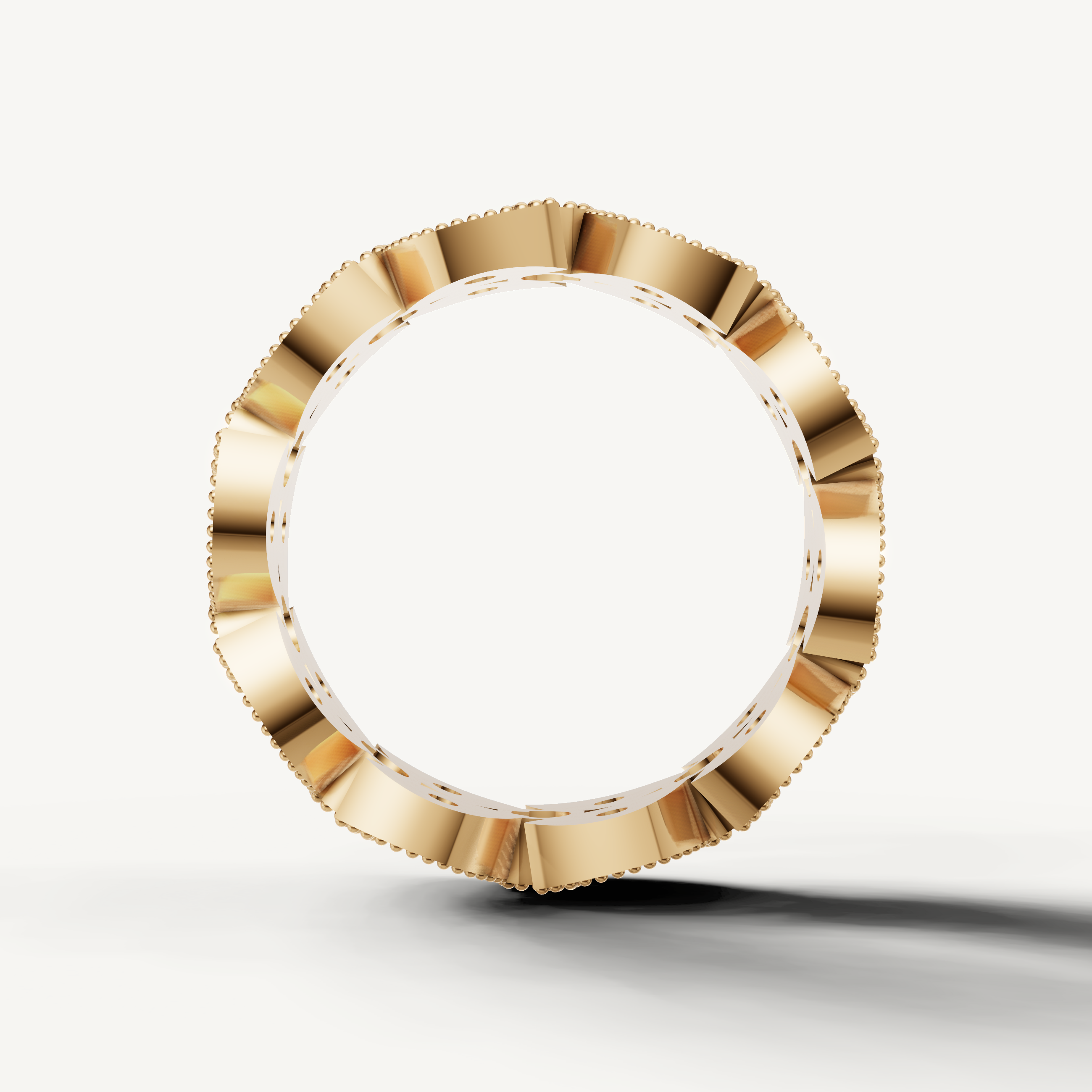 IGI certified round diamond eternity ring with ornate leaf design
