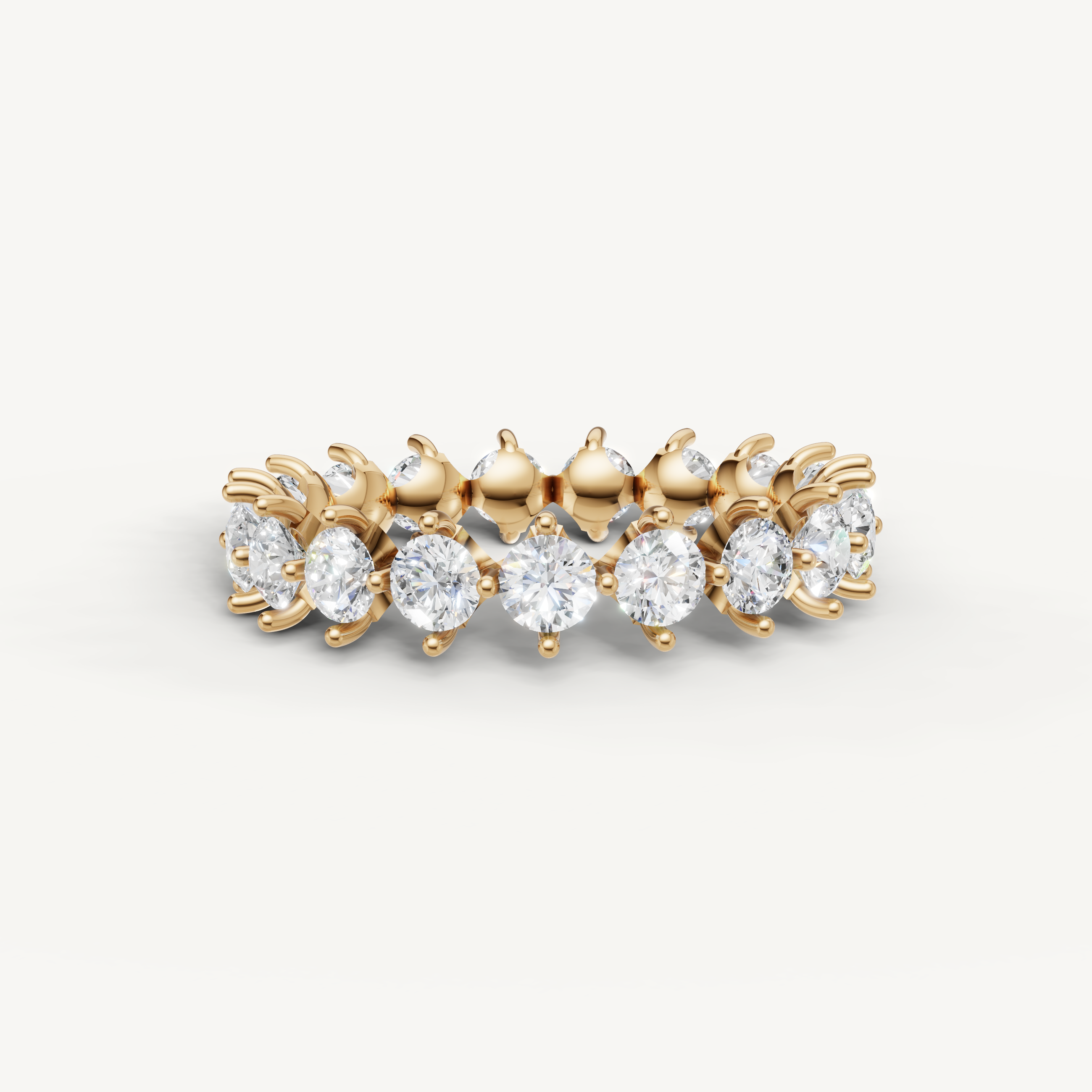 classic round lab grown diamond eternity band in 14k yellow gold