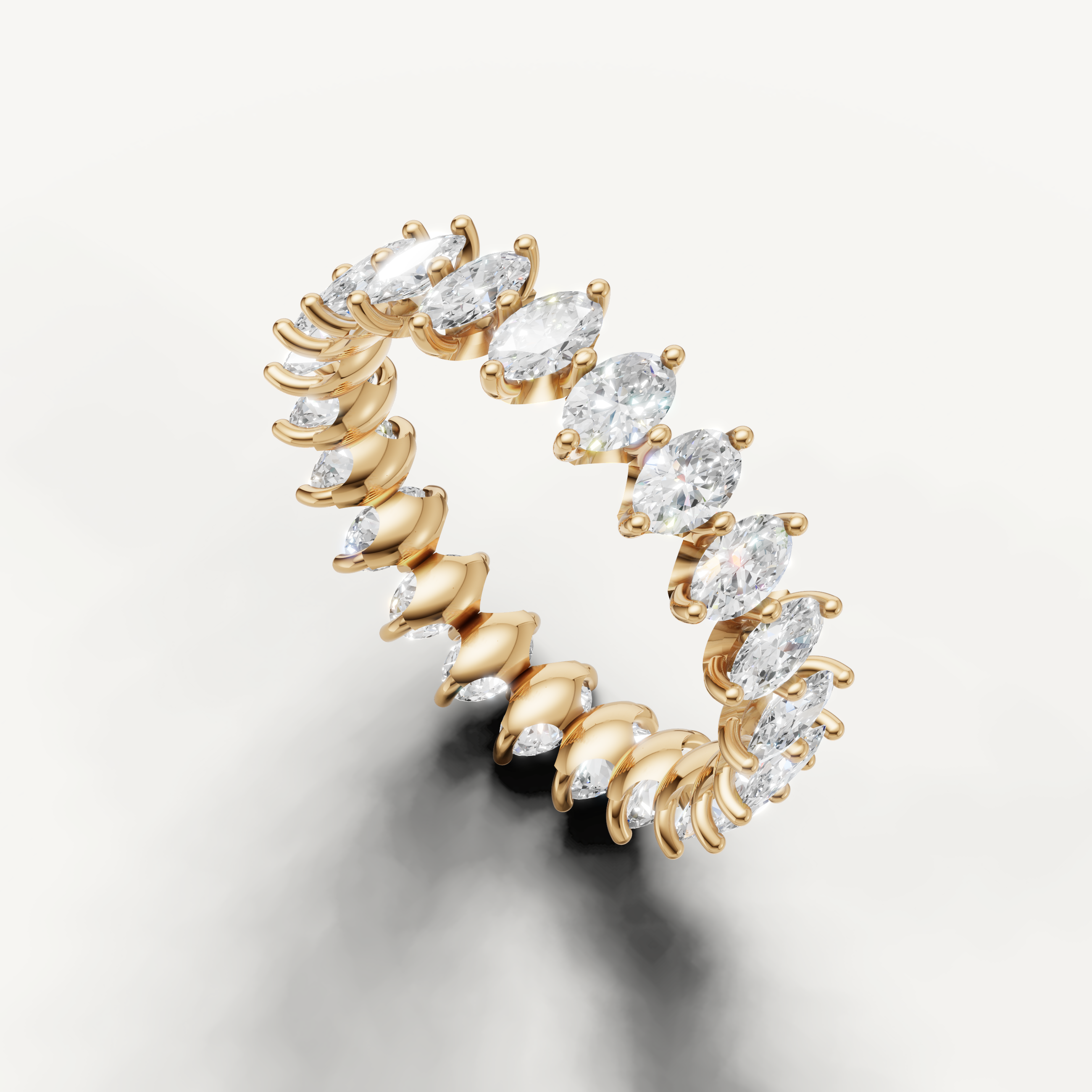 shared prong oval cut eternity ring with modern sophistication