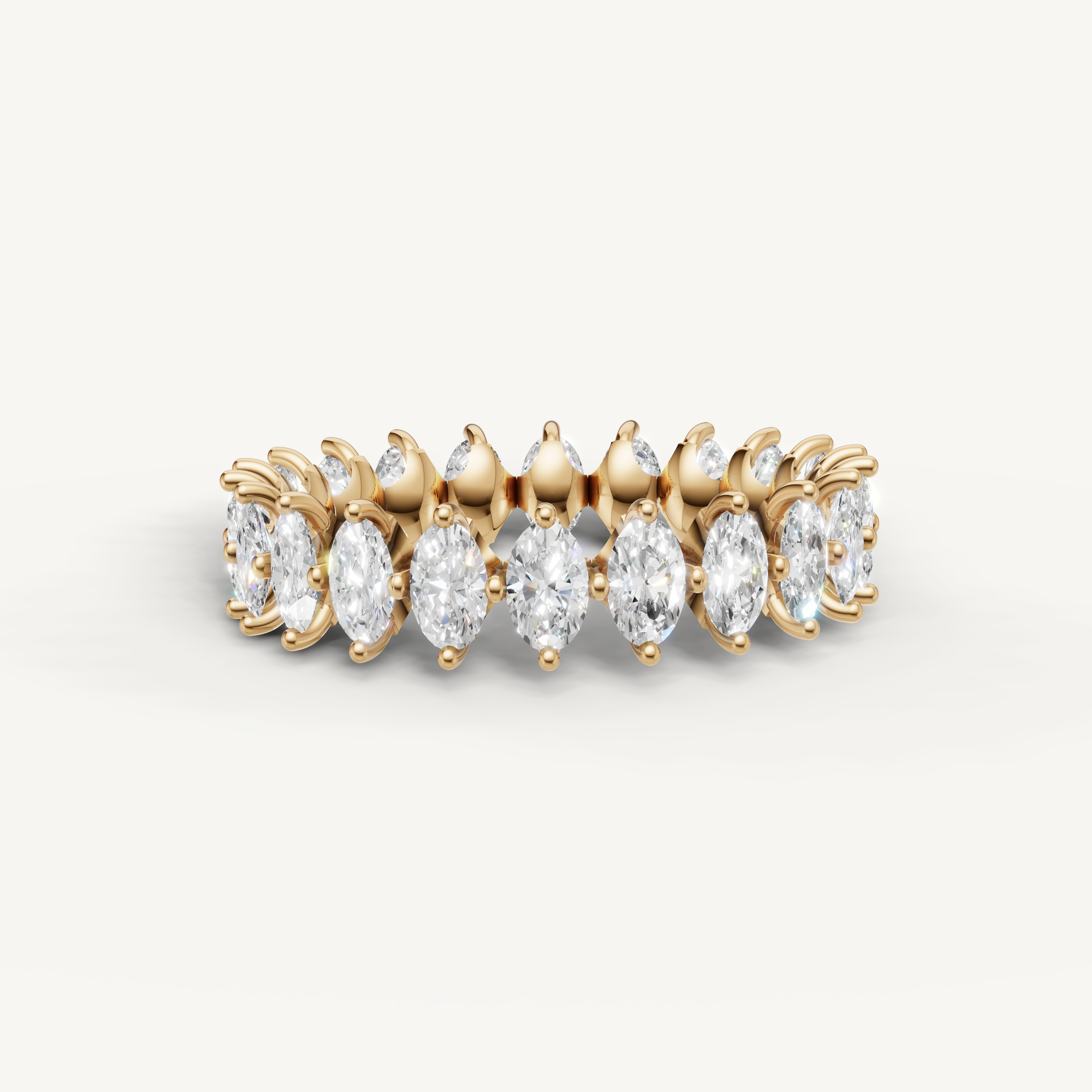 oval lab grown diamond eternity band in 14k yellow gold