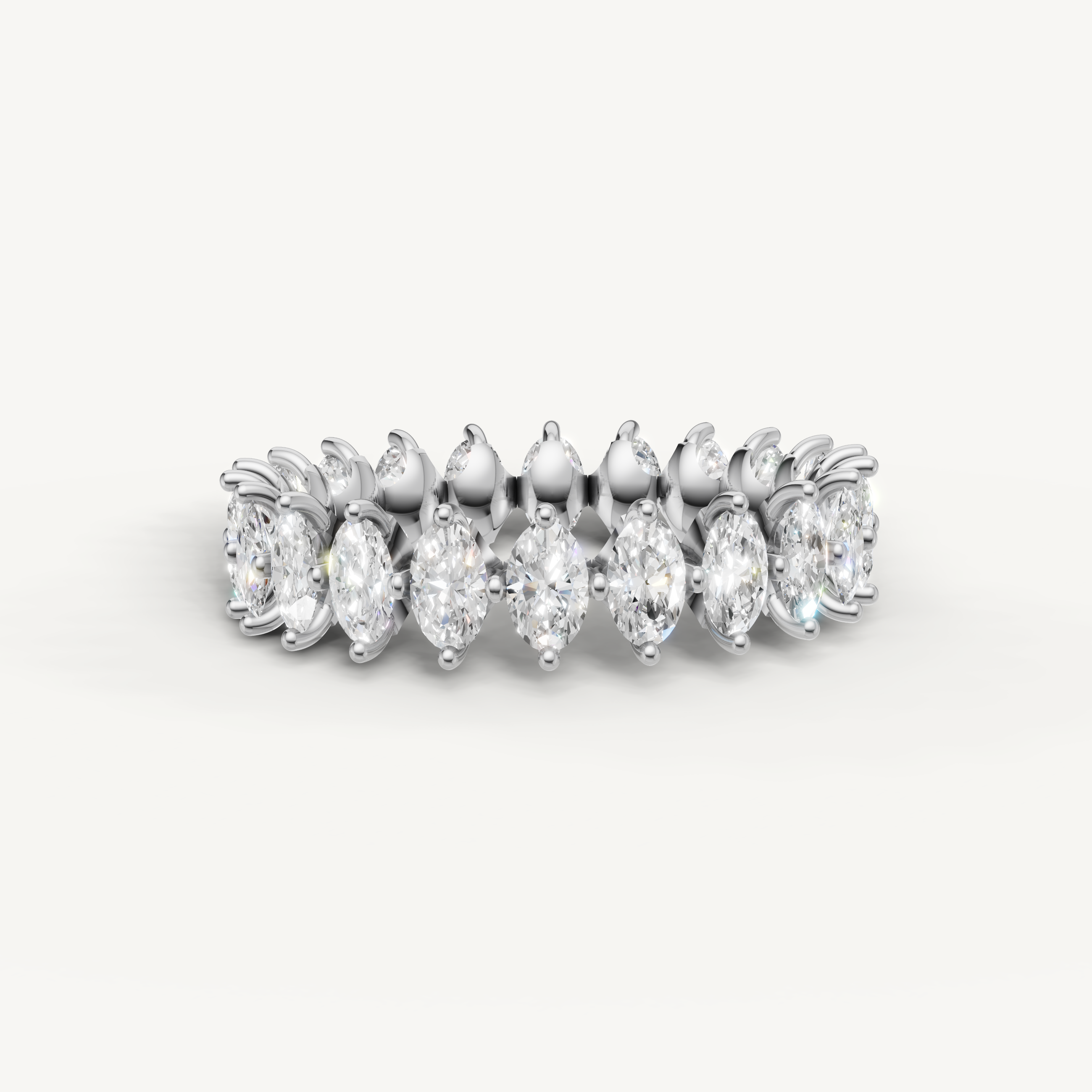 oval lab grown diamond eternity band in 14k white gold