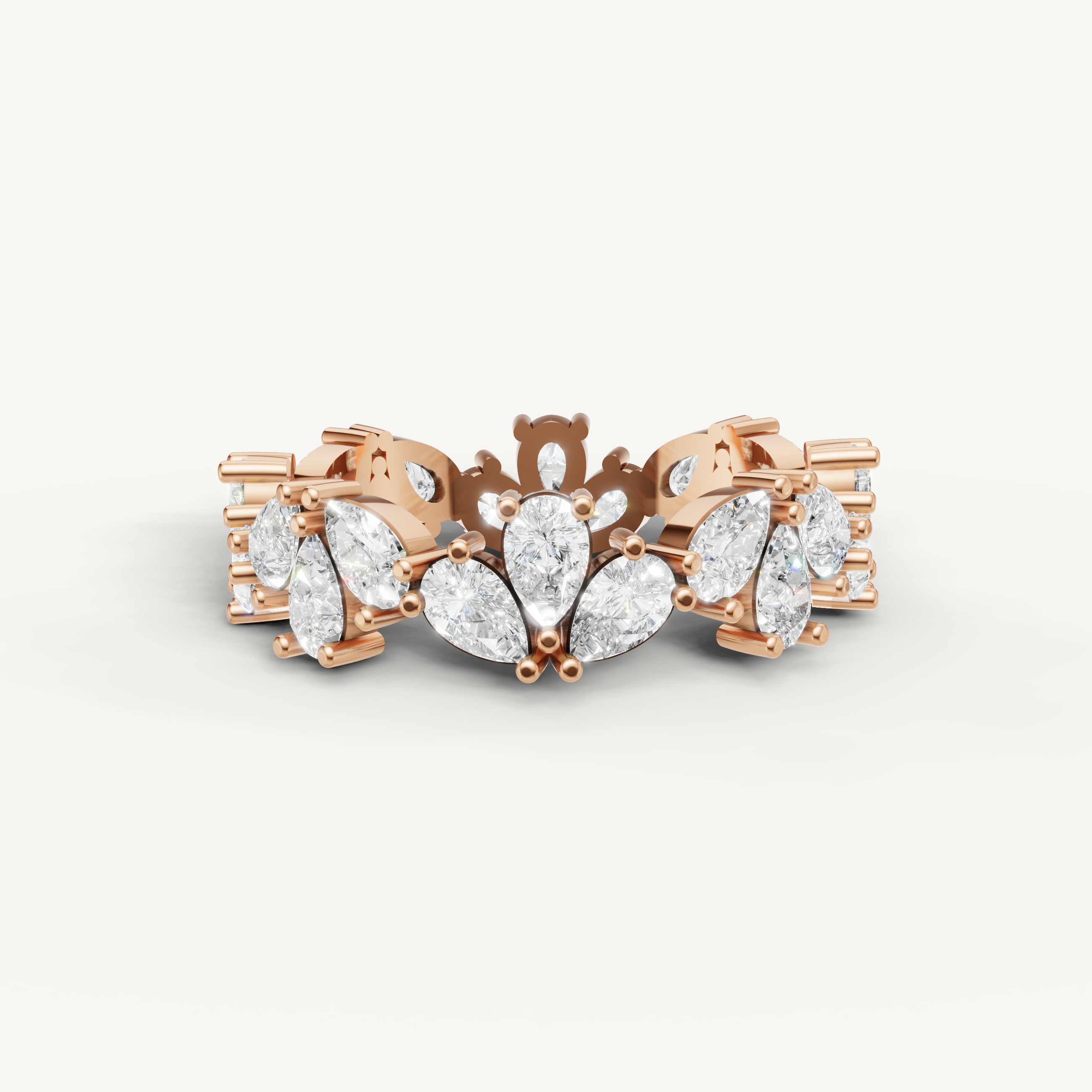 pear lab grown diamond eternity band in 14k rose gold