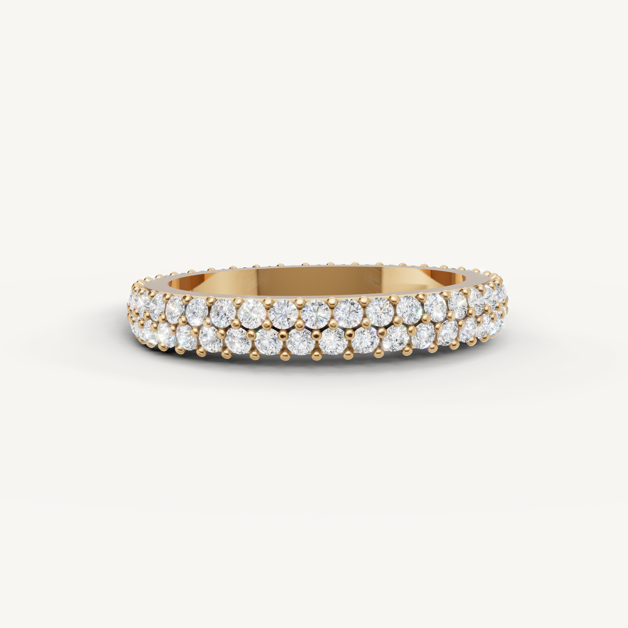 Raul Diamonds yellow gold pavé wedding band with double row round lab grown diamonds
