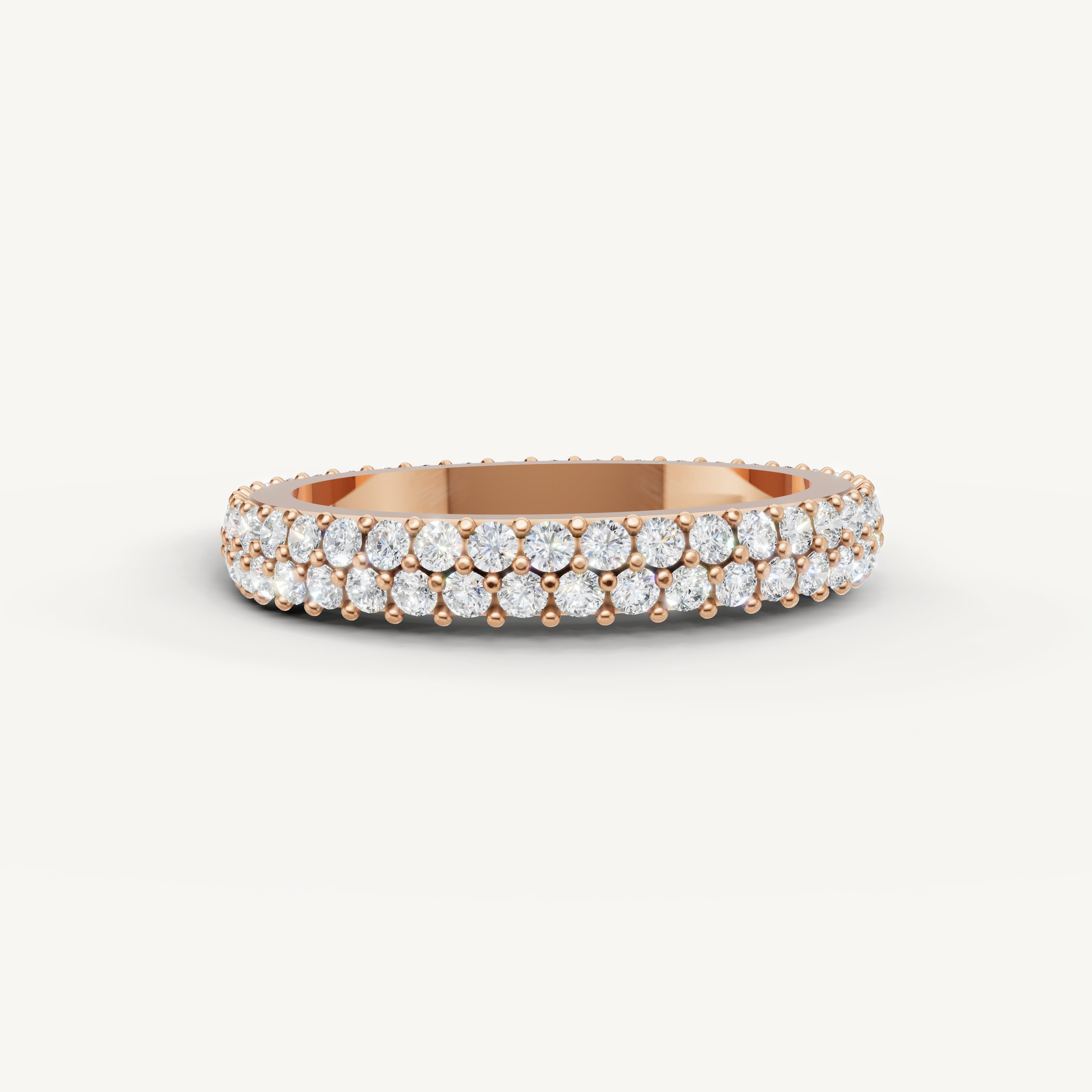 Raul Diamonds rose gold pavé wedding band with double row round lab grown diamonds