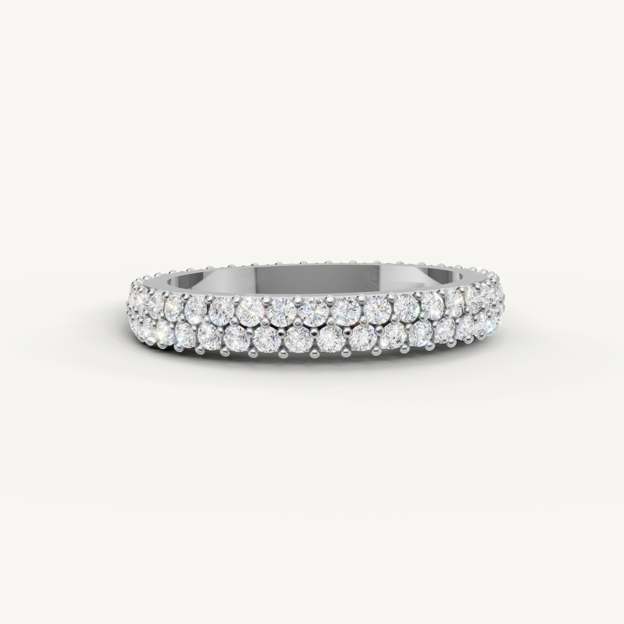 Raul Diamonds white gold pavé wedding band with double row round brilliant diamonds