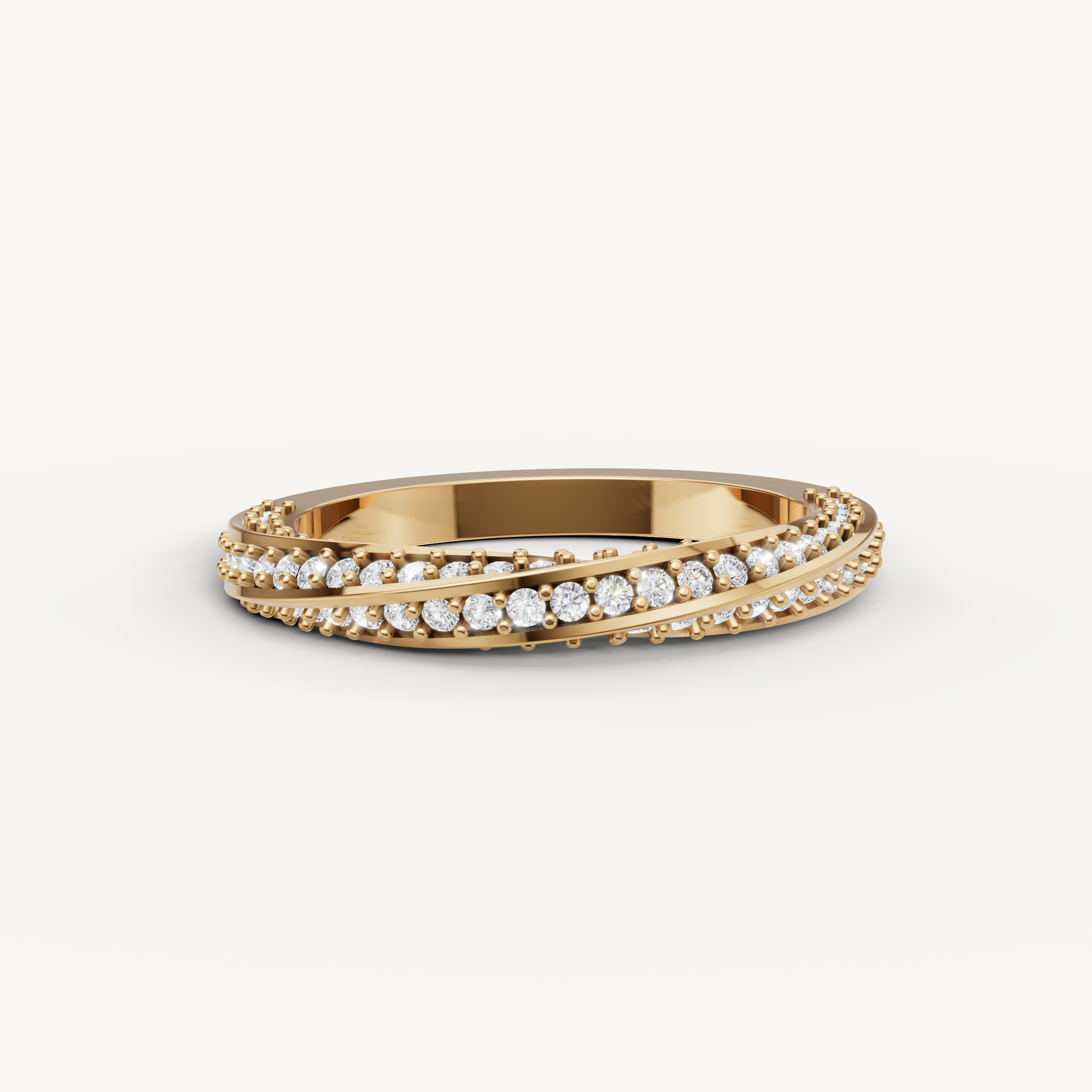 crossover pavé lab grown diamond ring in 14k yellow gold