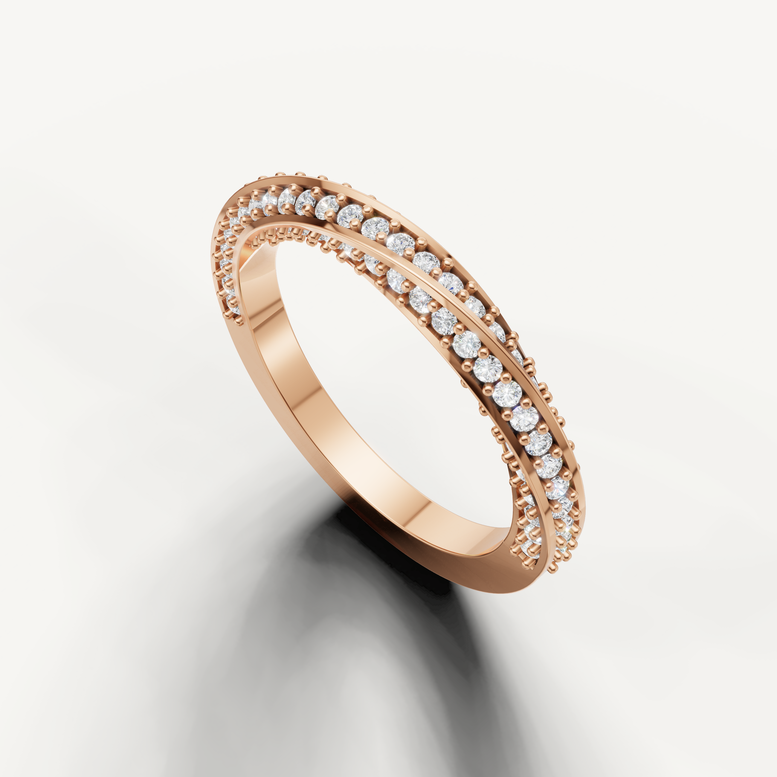 elegant criss cross pavé diamond ring in rose gold