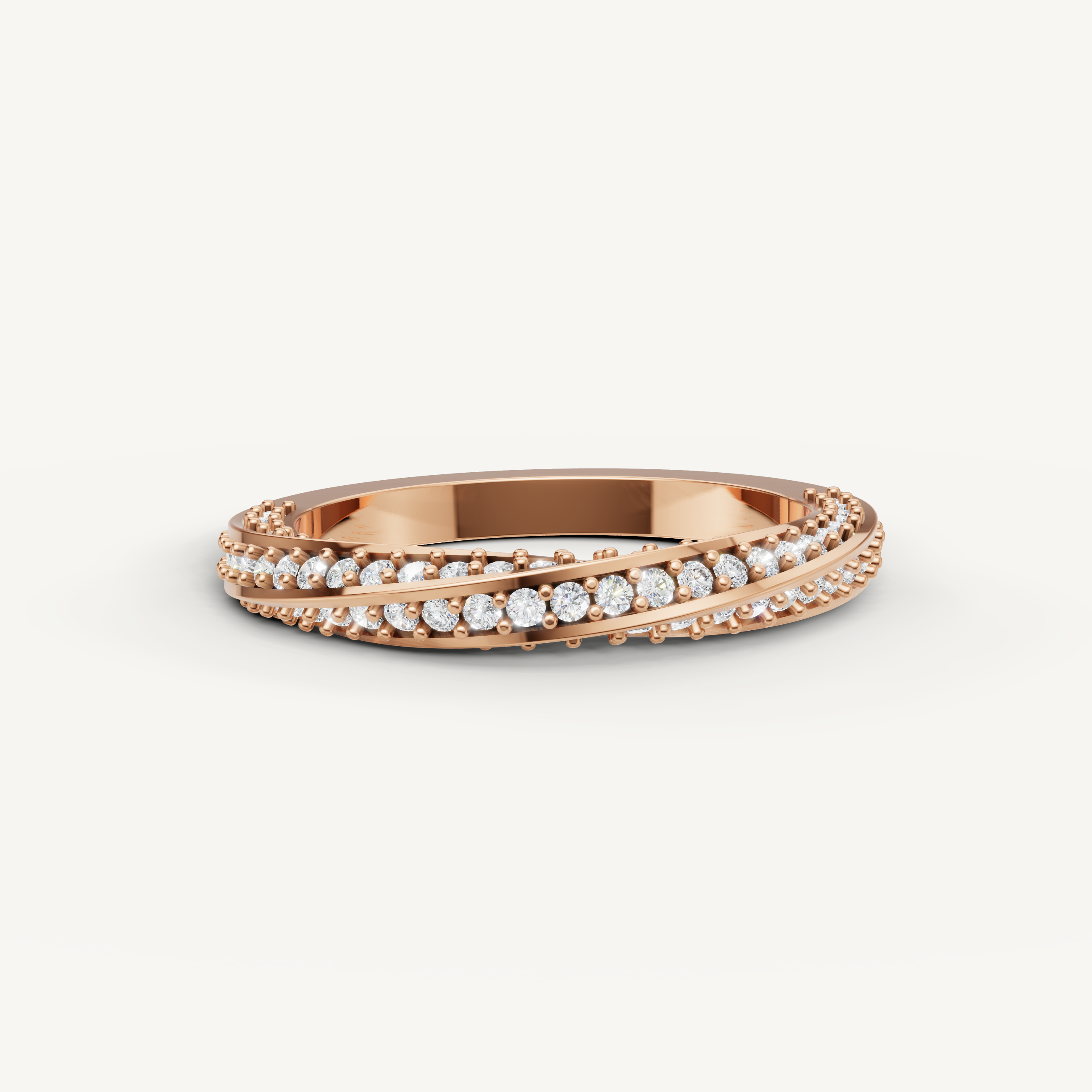 crossover pavé lab grown diamond ring in 14k rose gold