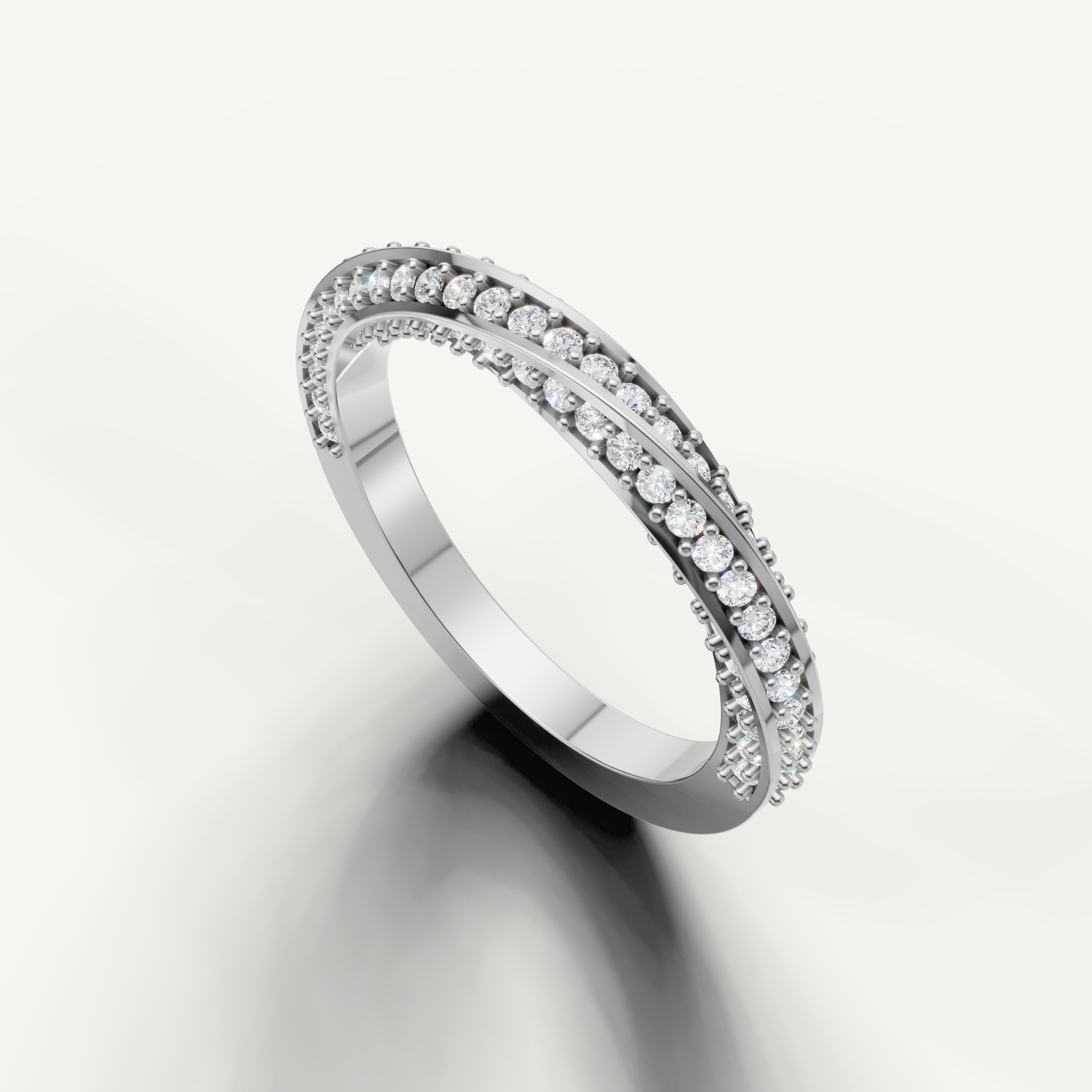 pavé crossover wedding ring with sleek contemporary design