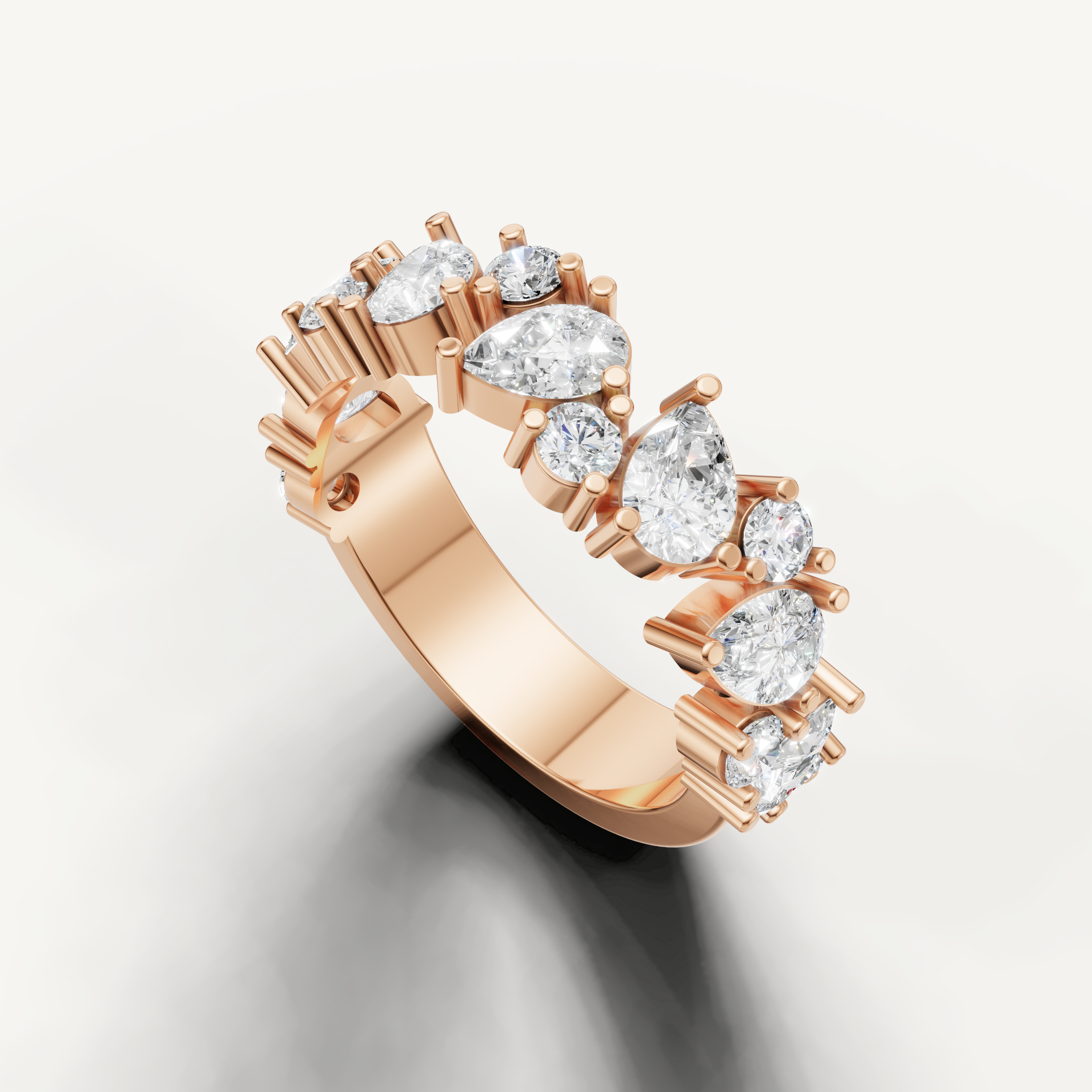 pear cut and round lab grown diamond wedding ring for women