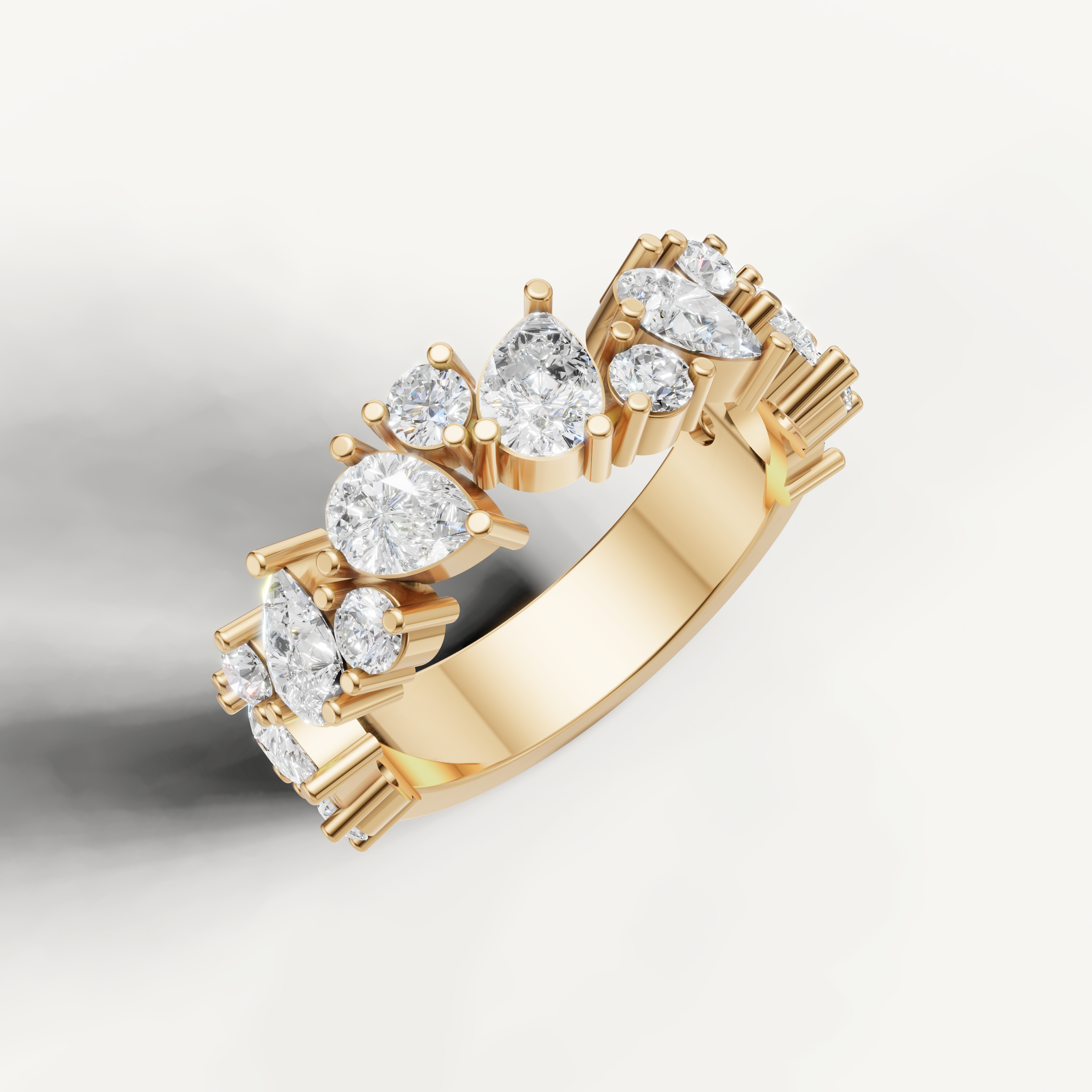 alternating pear and round diamond band with timeless sparkle