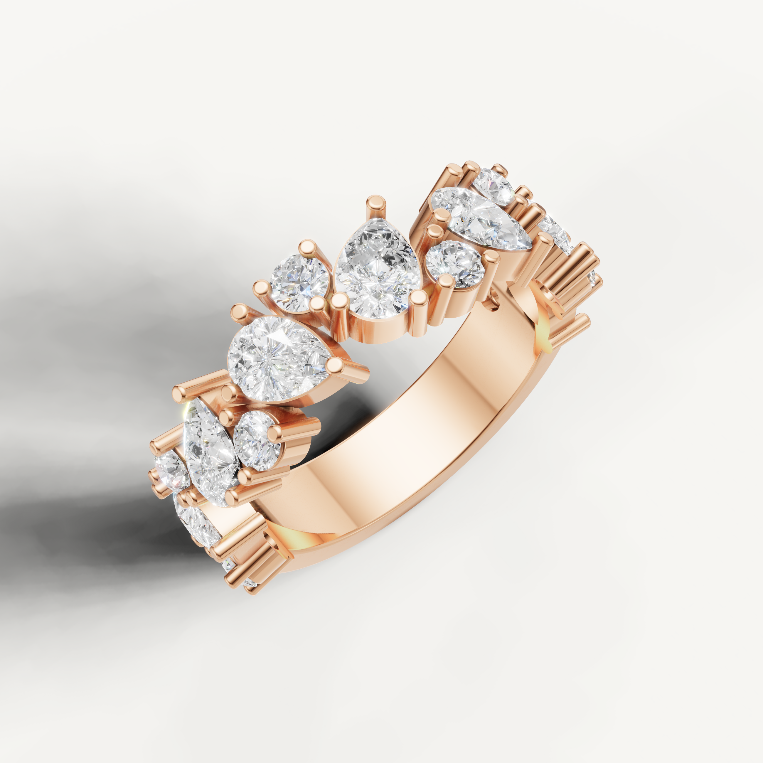 romantic mixed shape diamond eternity band with elegant sparkle
