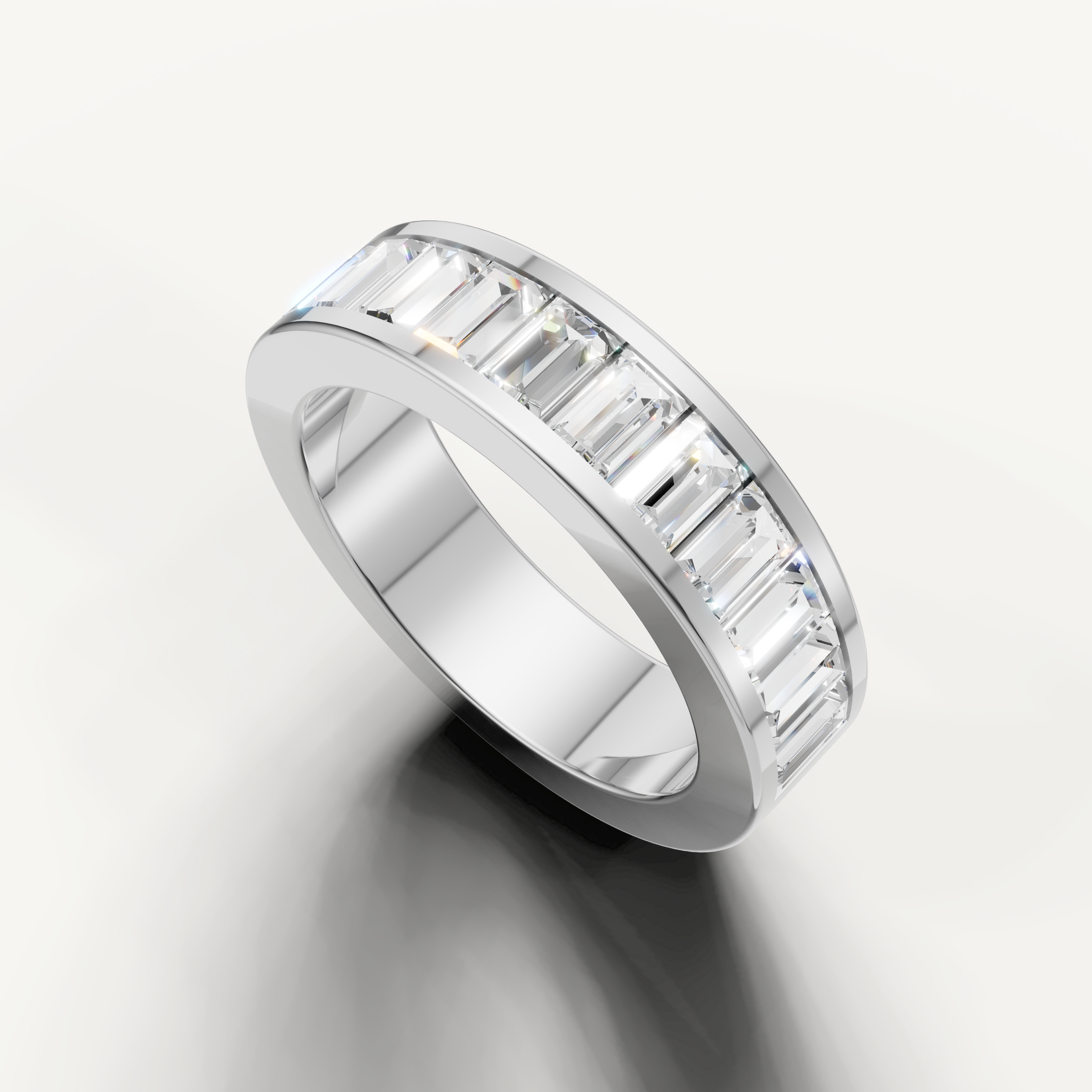 channel set baguette diamond eternity band for women