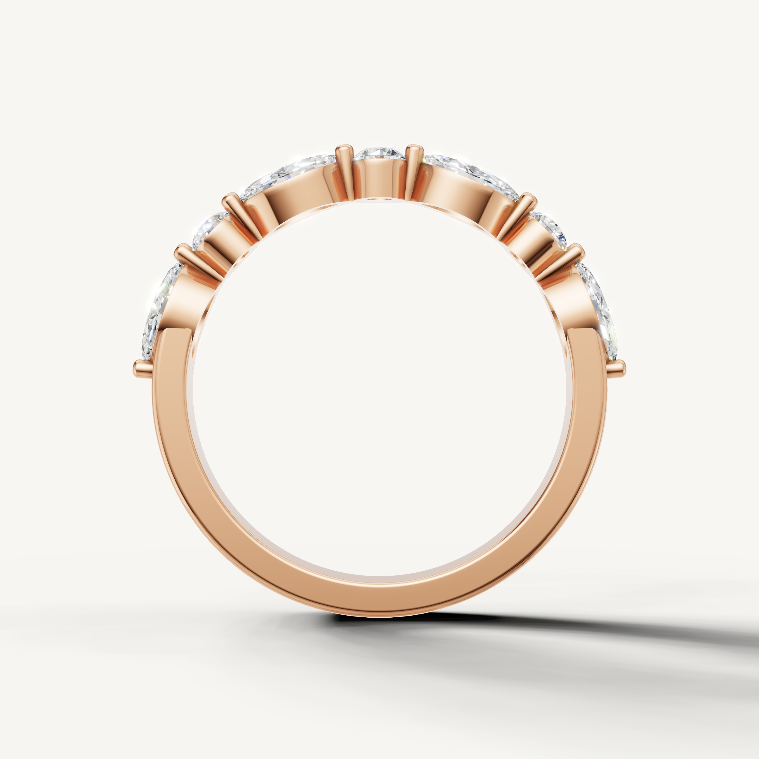 Fine rose gold wedding ring with sparkling lab grown diamonds crafted by Raul Diamonds