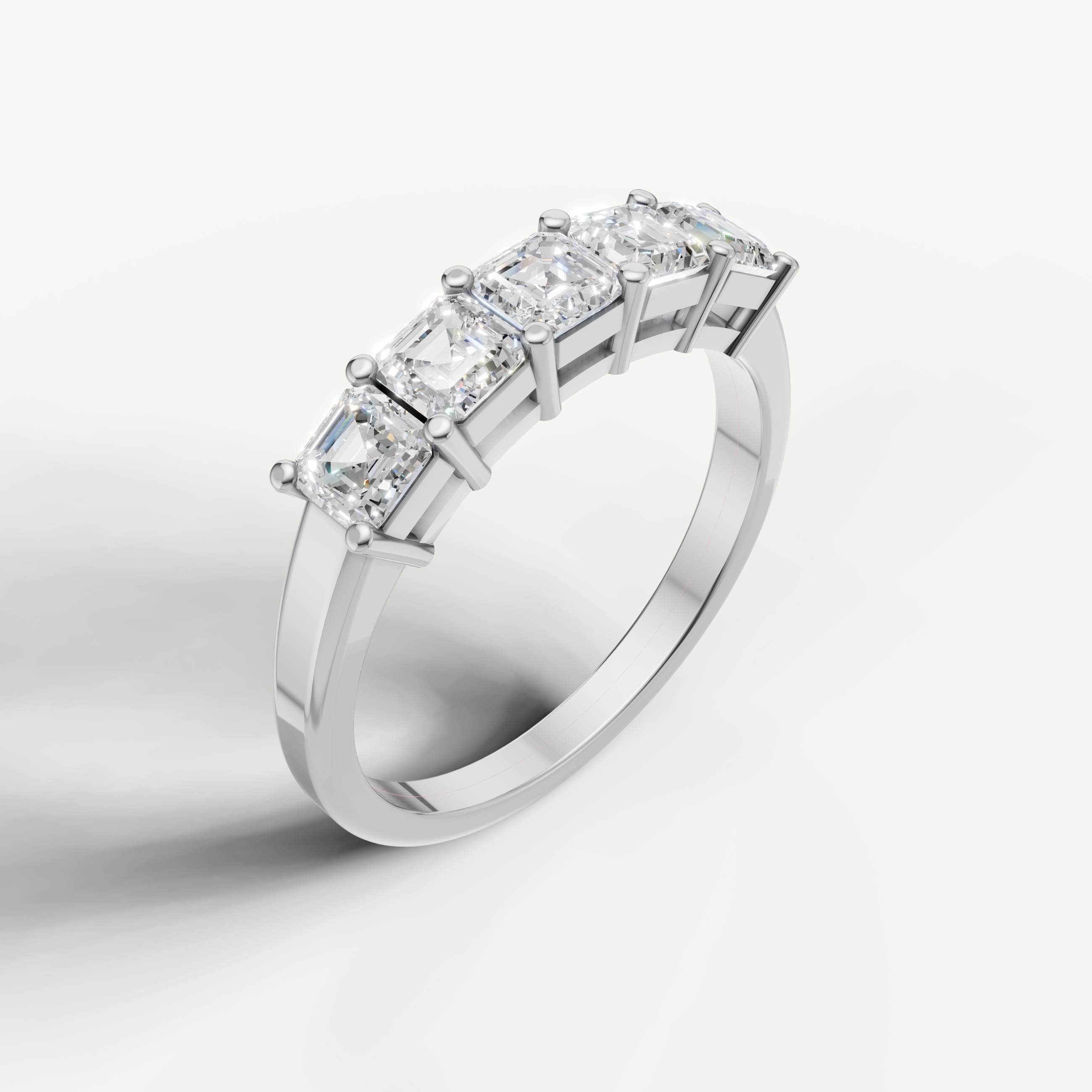 Elegant white gold Asscher cut diamond wedding ring by Raul Diamonds with brilliant geometric sparkle