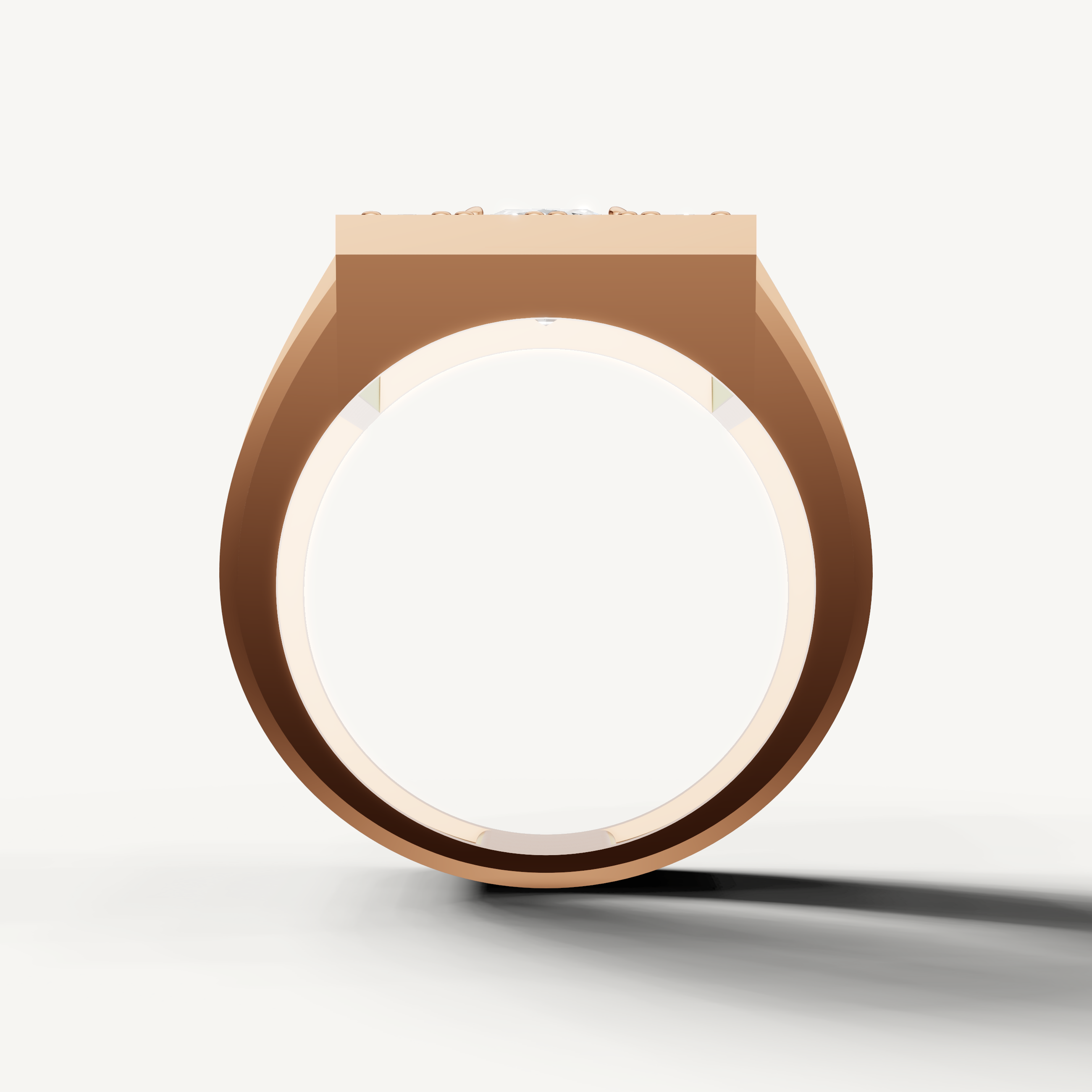 Rose gold geometric diamond wedding ring with modern luxury styling by Raul Diamonds