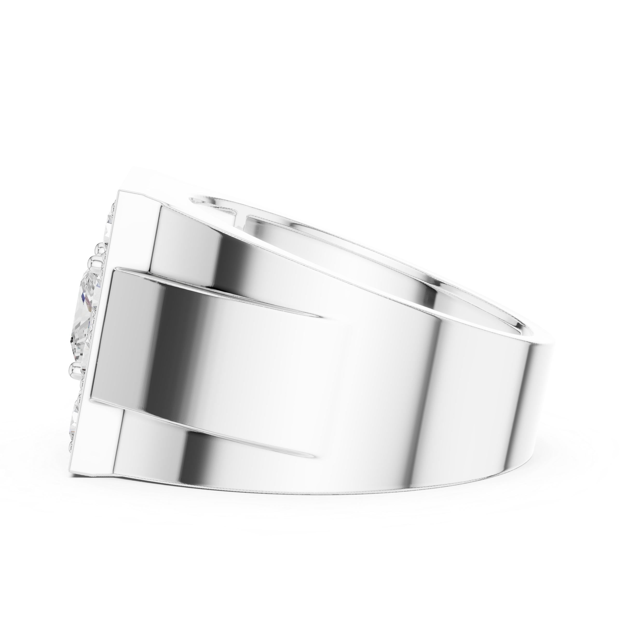 Men's Princess Cut Lab-Grown Diamond Signet Halo Ring in 14K Gold