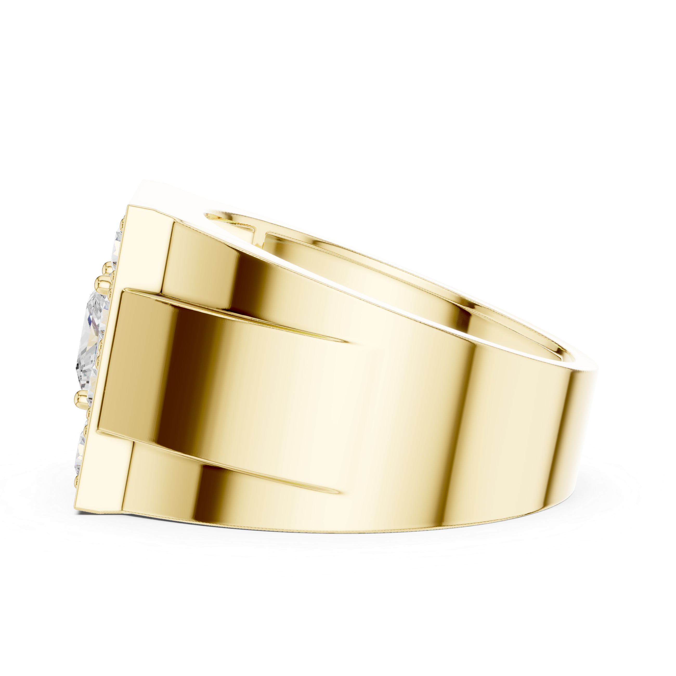 Men's Princess Cut Lab-Grown Diamond Signet Halo Ring in 14K Gold