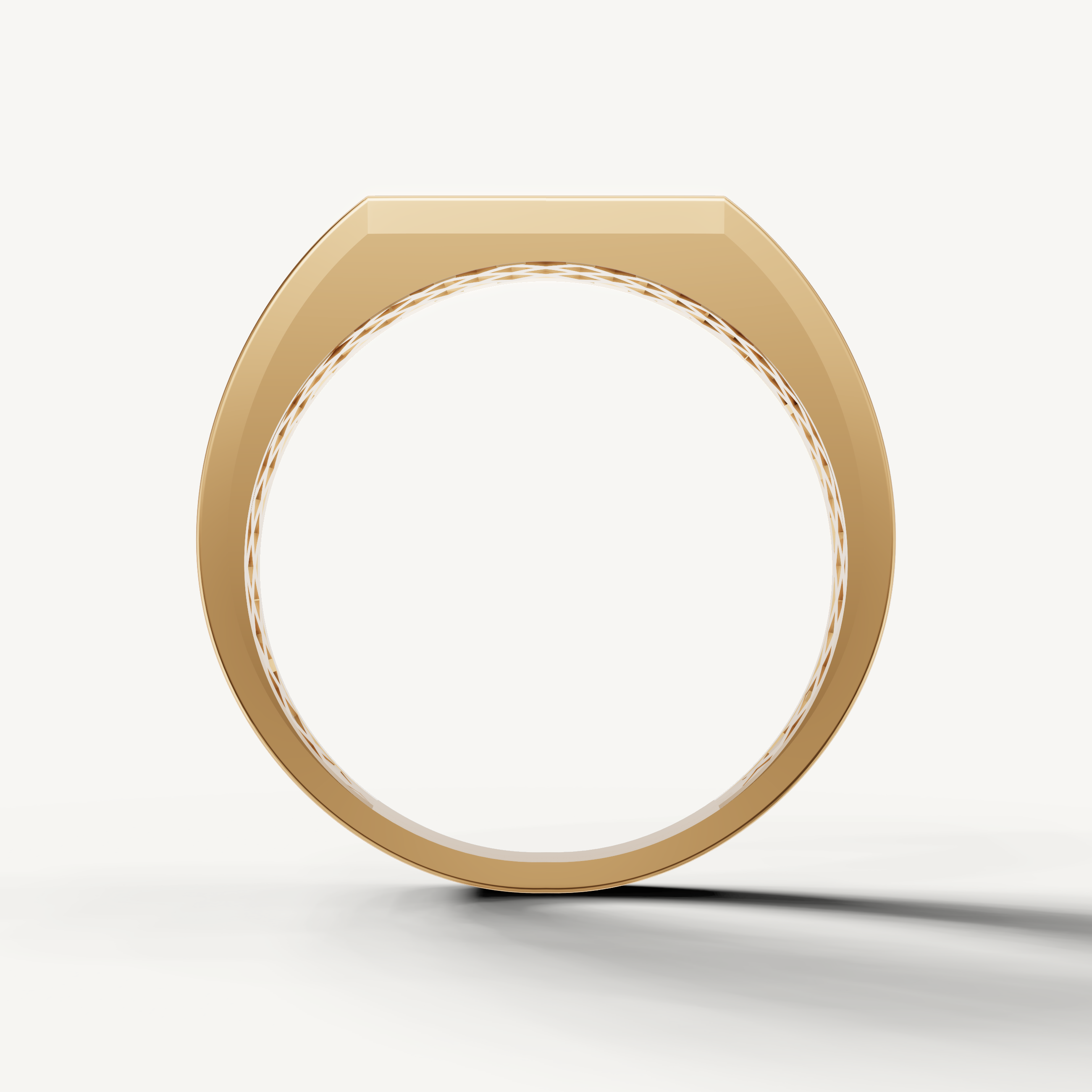 Elegant yellow gold wedding band with round diamonds and sleek modern styling from Raul Diamonds