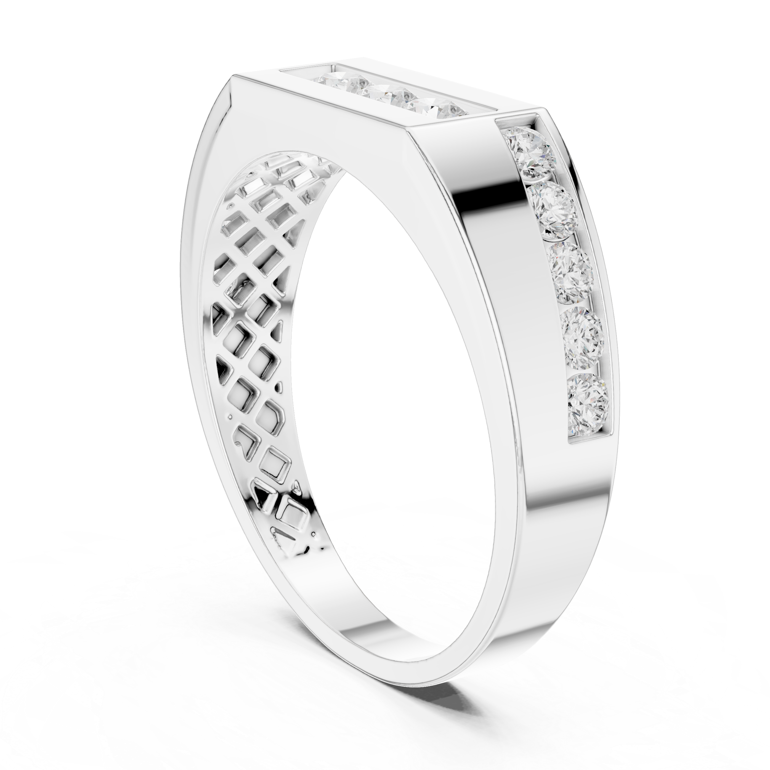 Men's Lab-Grown Diamond Channel Band in 14K Gold