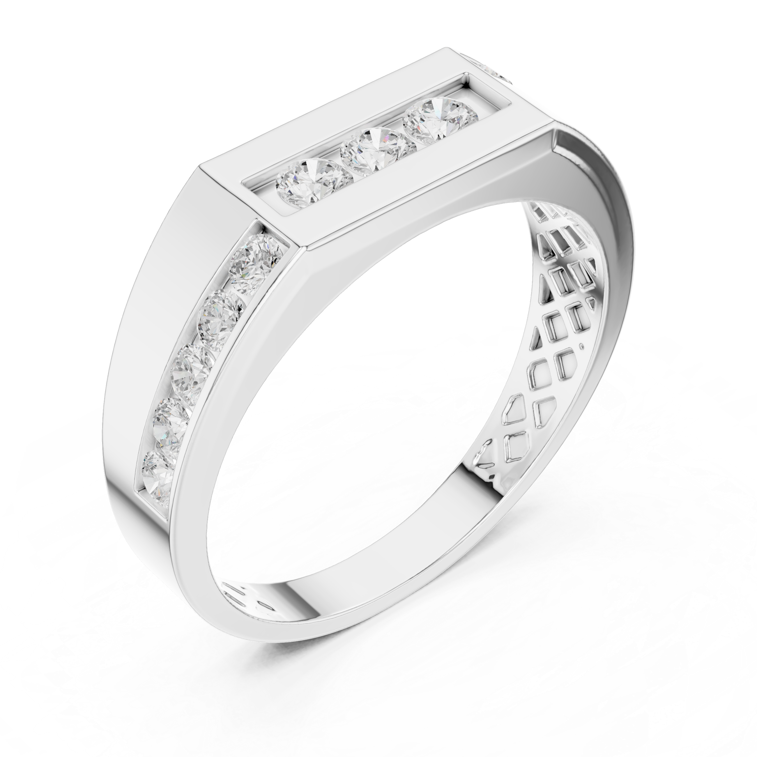 Men's Lab-Grown Diamond Channel Band in 14K Gold