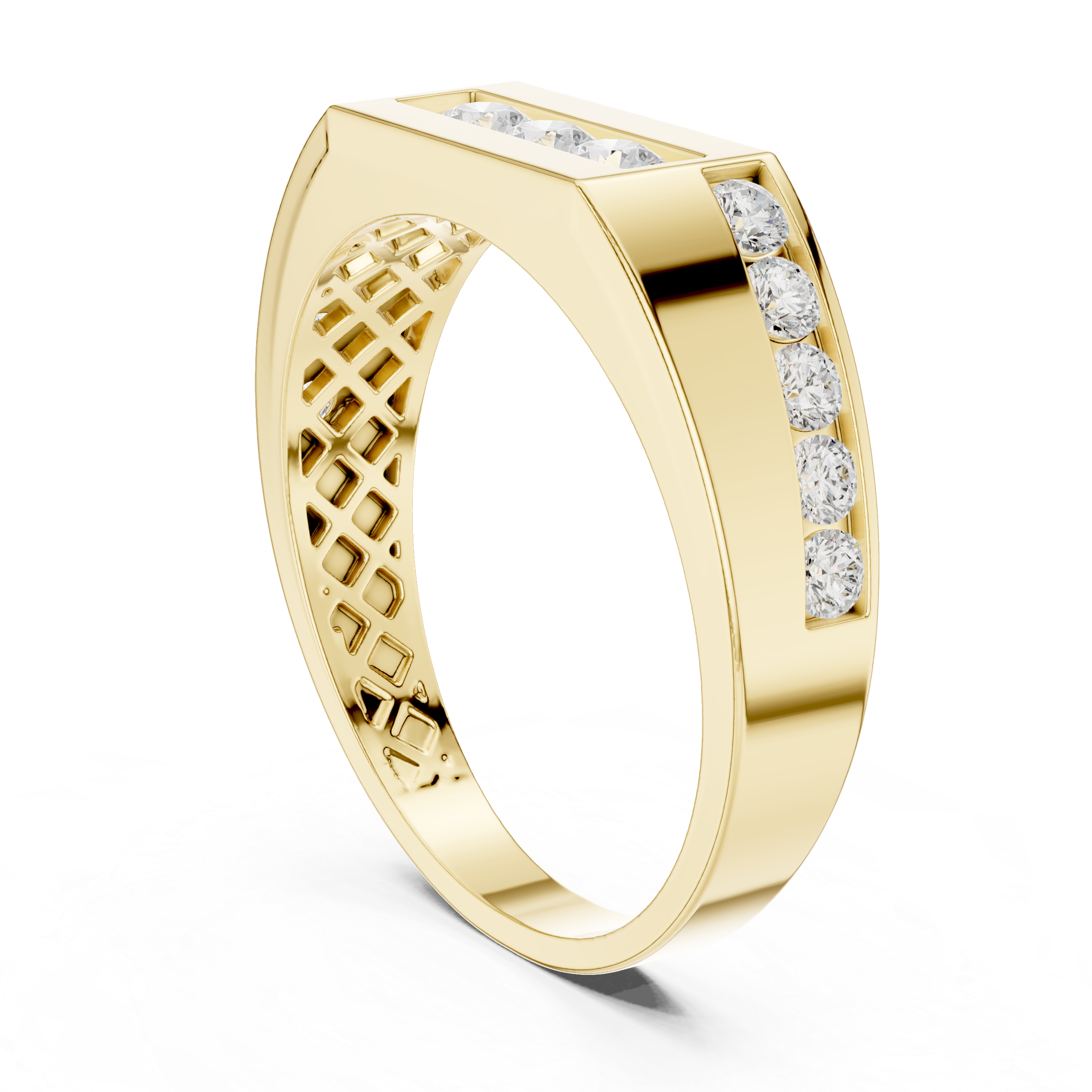 Men's Lab-Grown Diamond Channel Band in 14K Gold