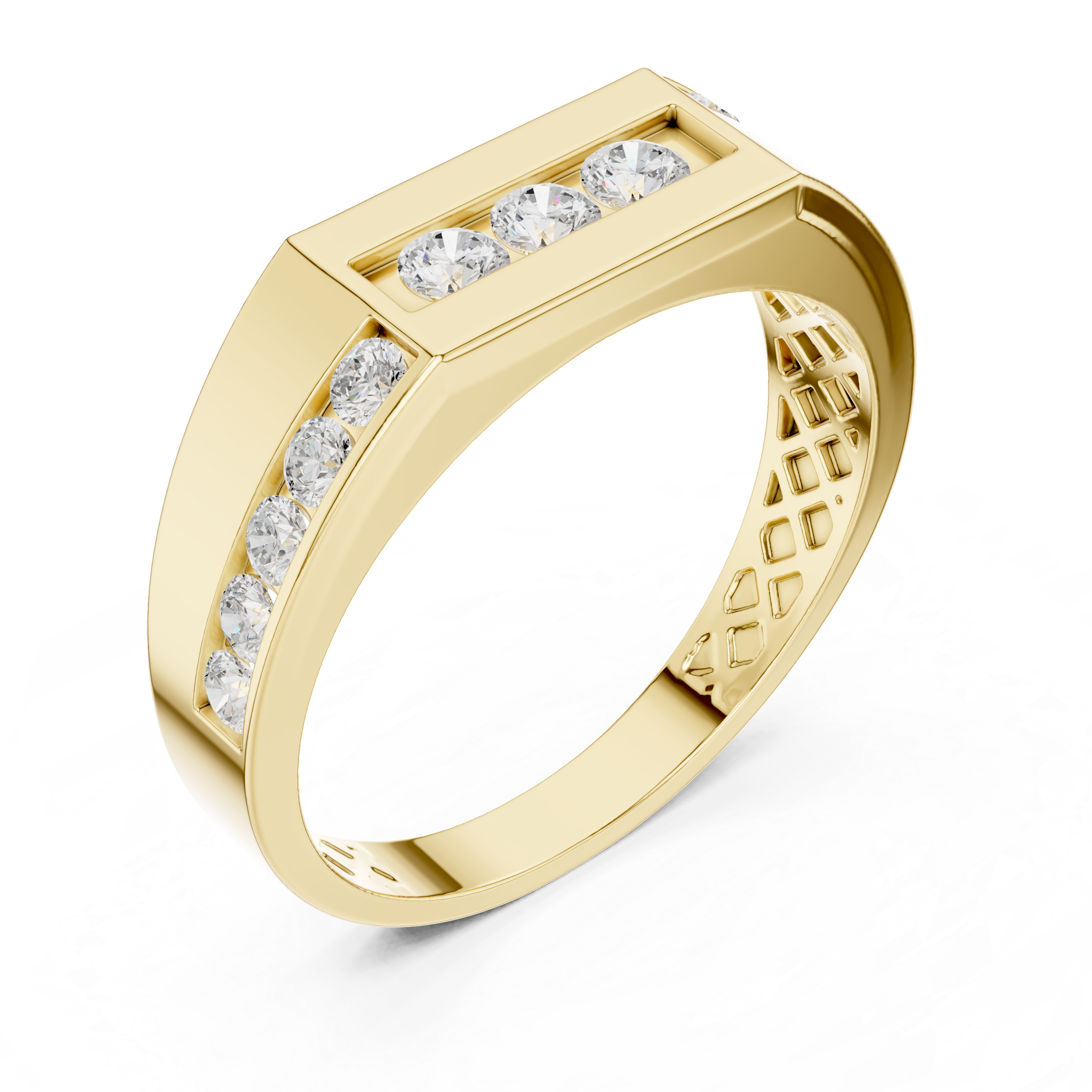 Men's Lab-Grown Diamond Channel Band in 14K Gold