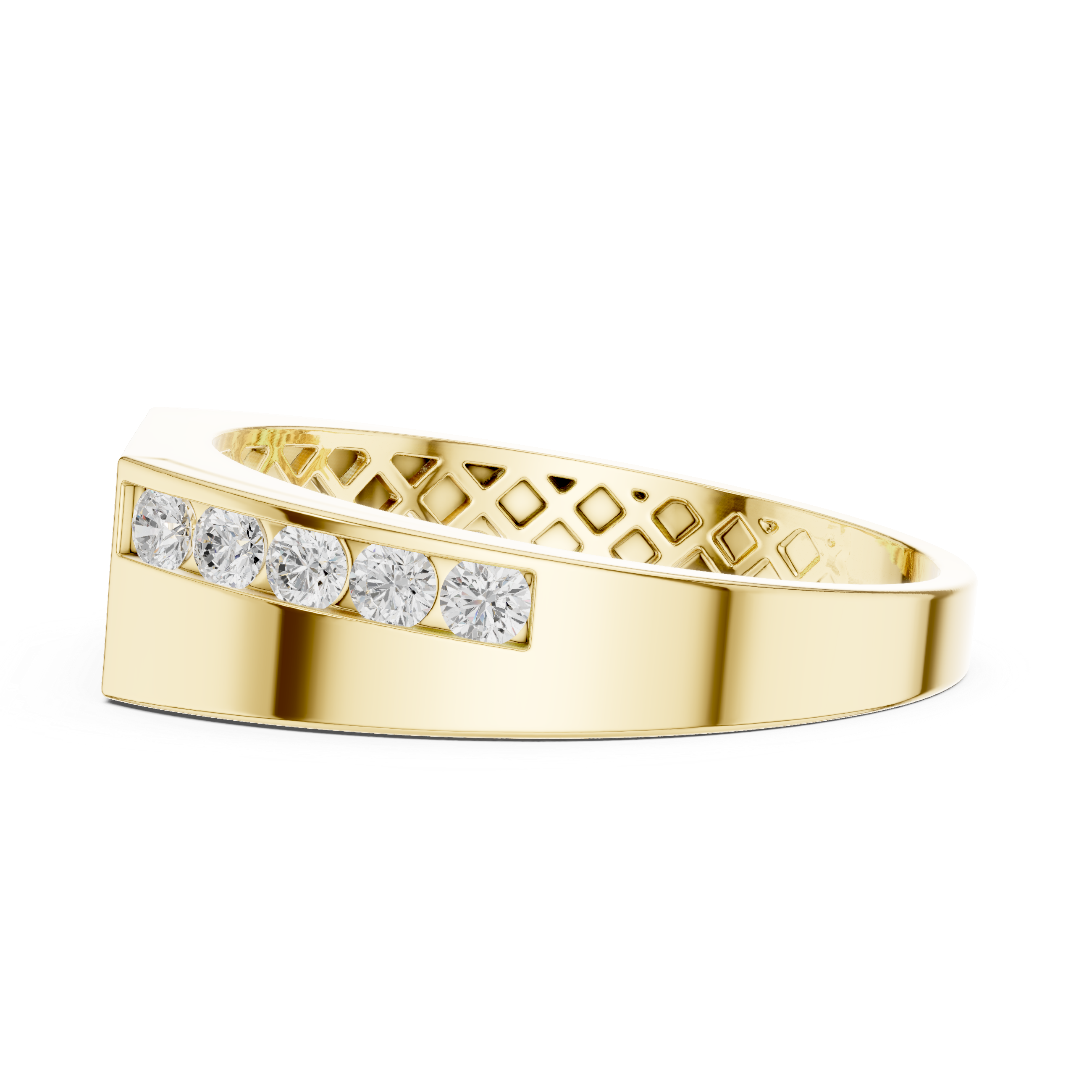 Men's Lab-Grown Diamond Channel Band in 14K Gold