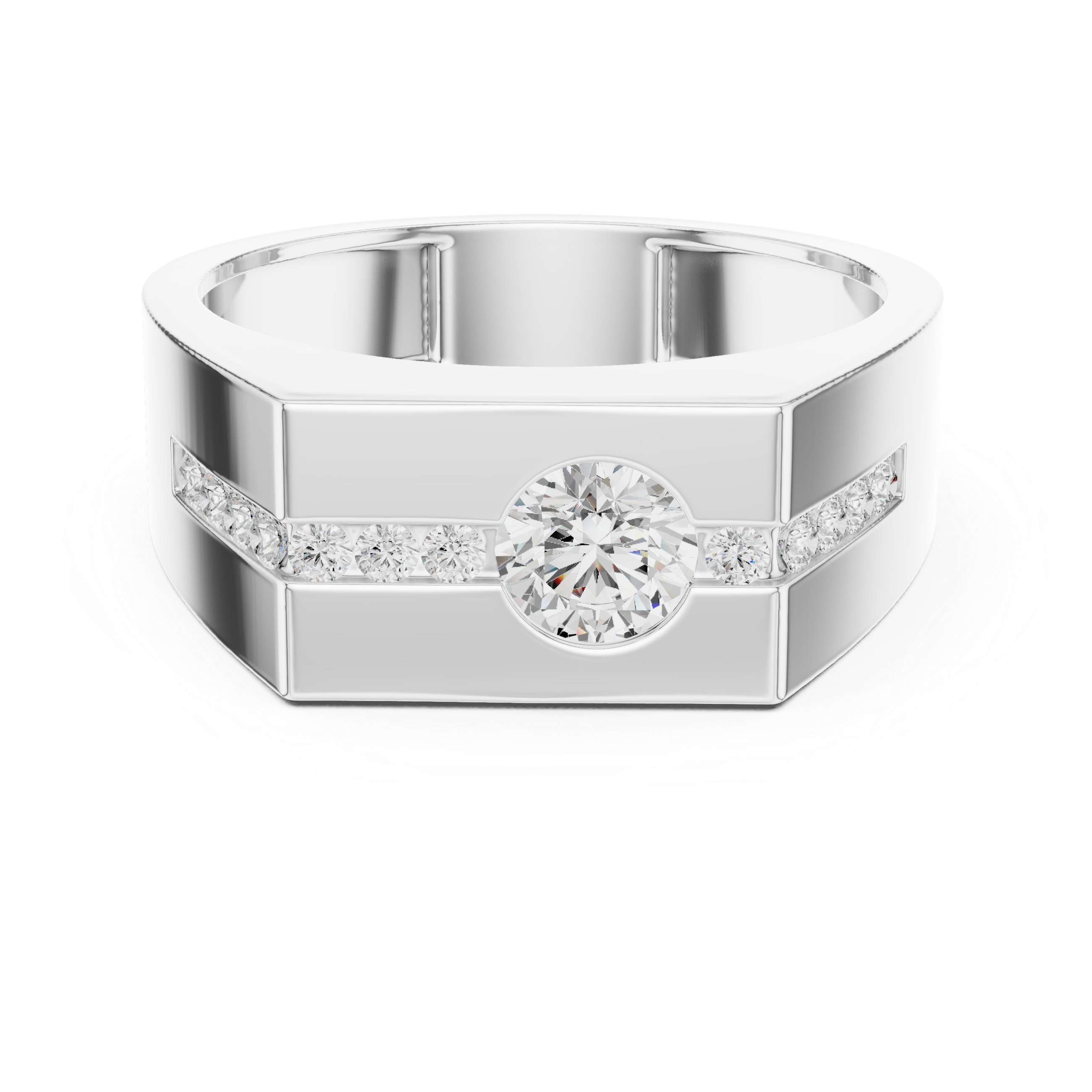 Men’s Lab-Grown Diamond Geometric Signet Ring in 14K Gold