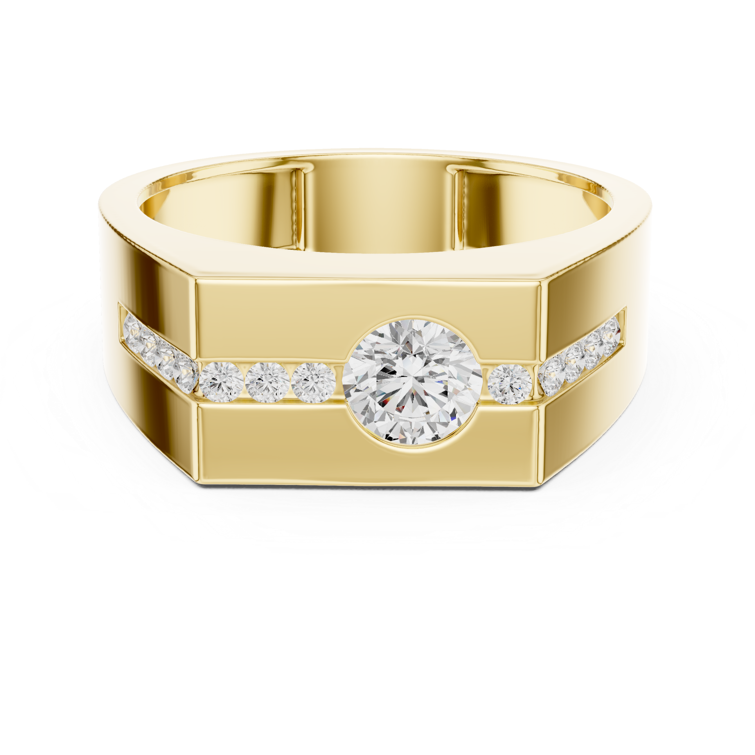 Men’s Lab-Grown Diamond Geometric Signet Ring in 14K Gold