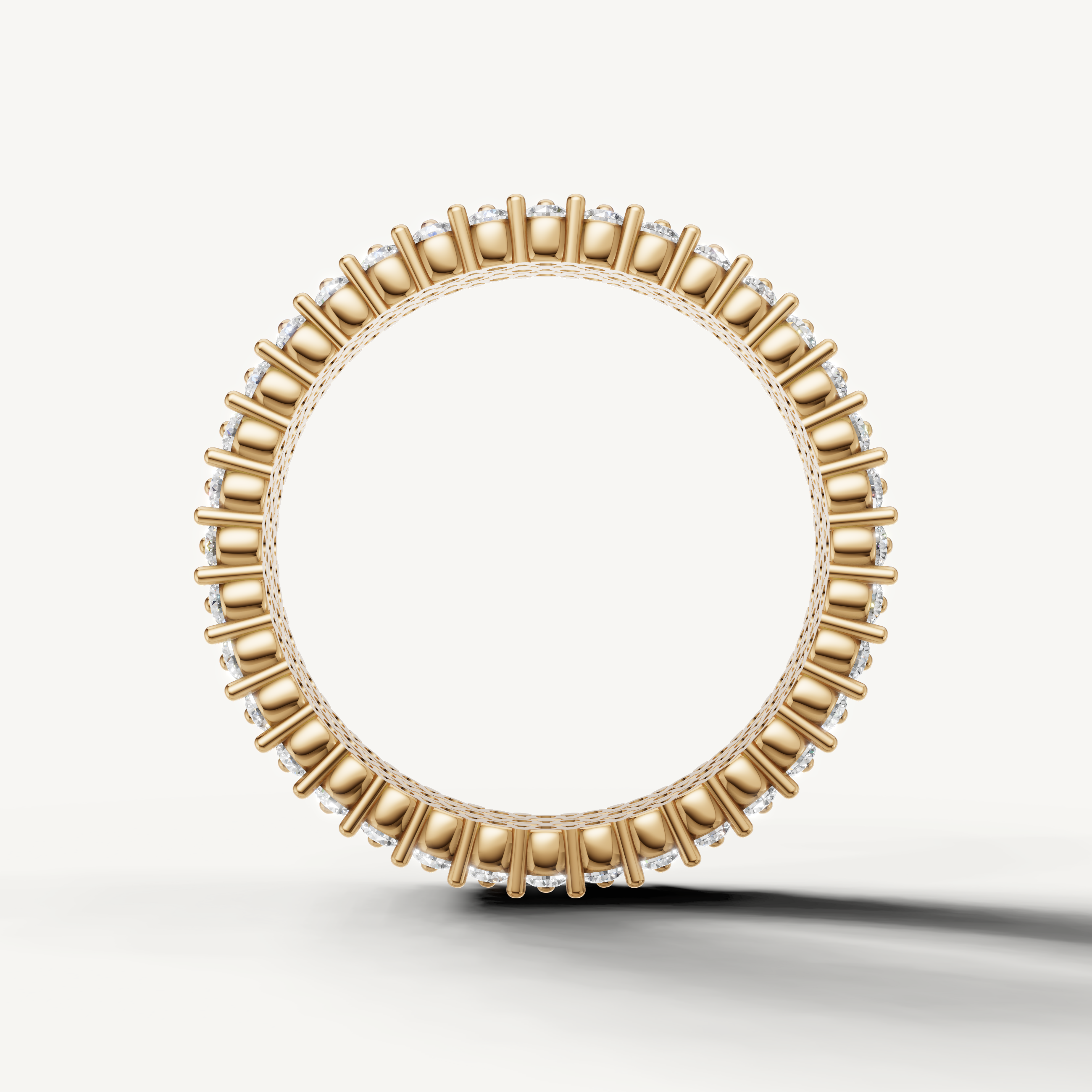 Modern yellow gold diamond wedding band with layered pavé setting and handcrafted luxury finish by Raul Diamonds