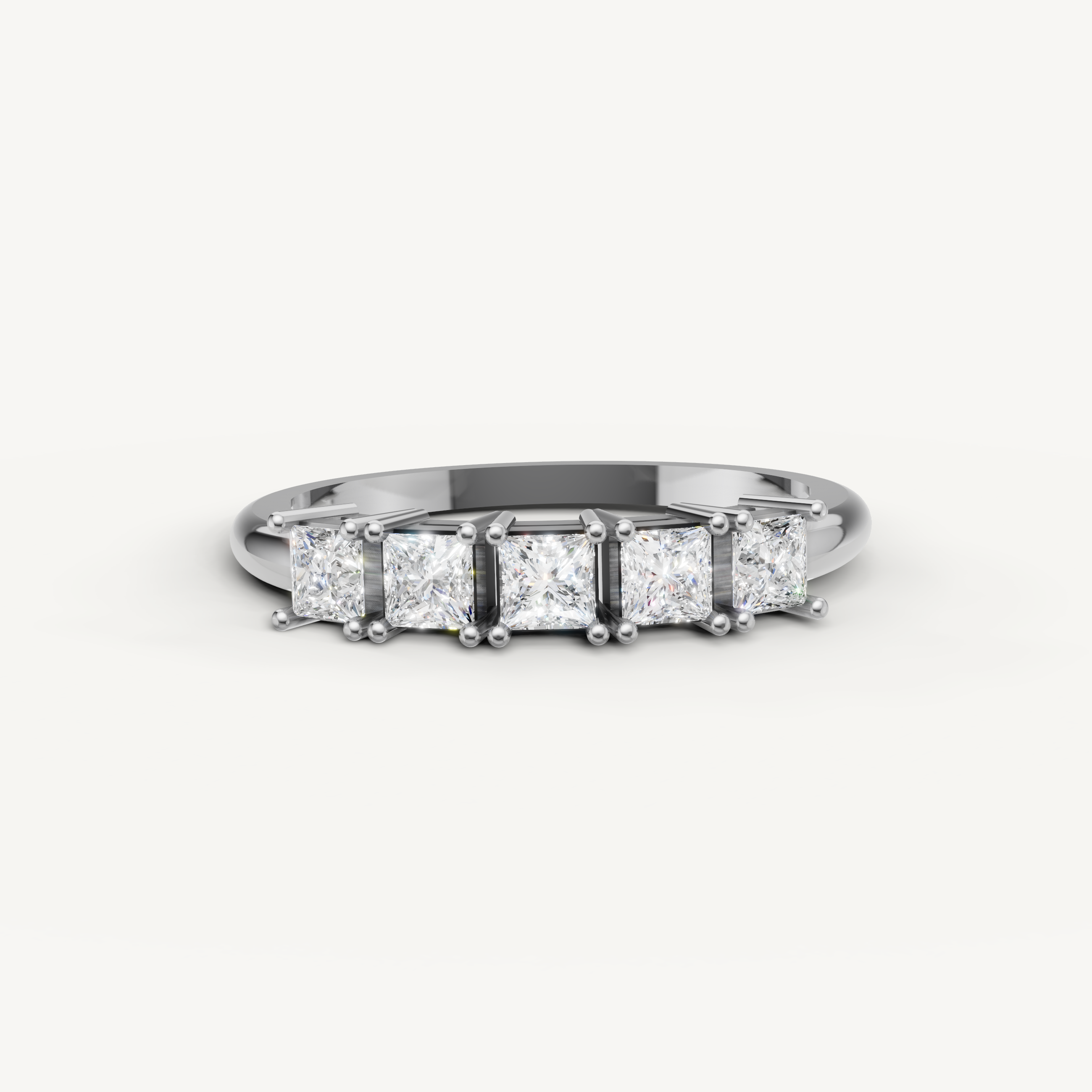 Raul Diamonds white gold princess cut diamond wedding band with five stone design