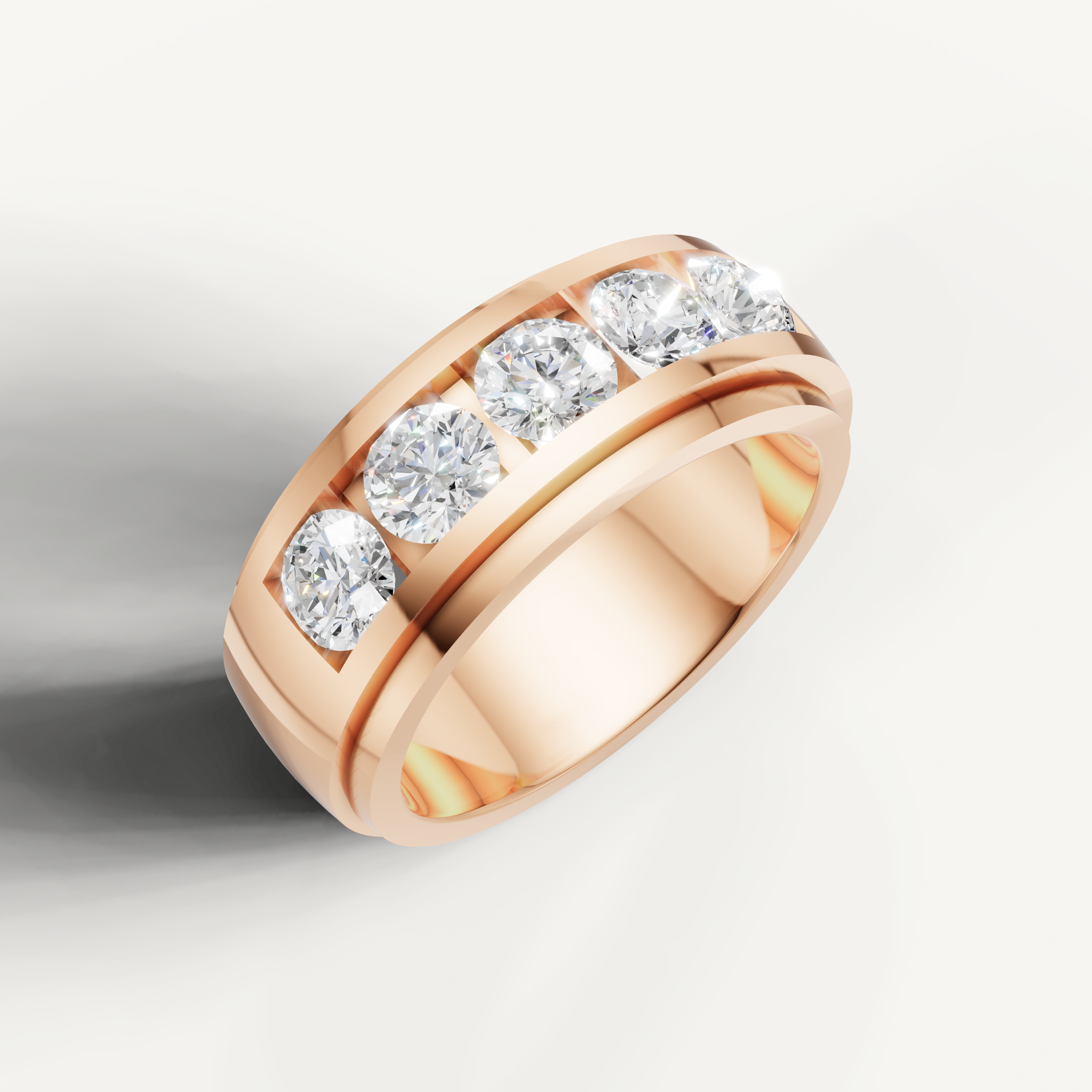 Romantic rose gold five stone diamond anniversary ring by Raul Diamonds
