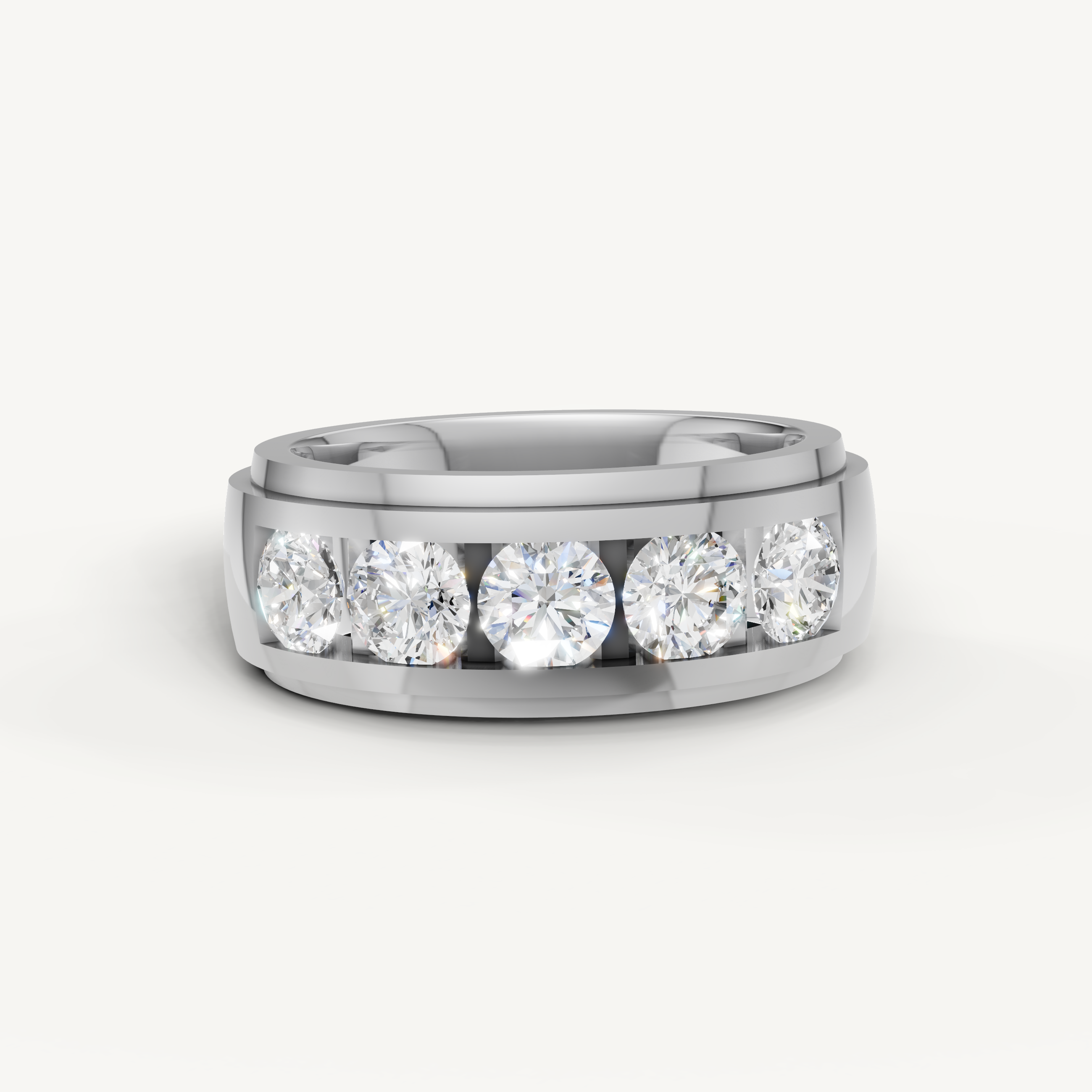 Raul Diamonds white gold diamond wedding band with five round brilliant diamonds
