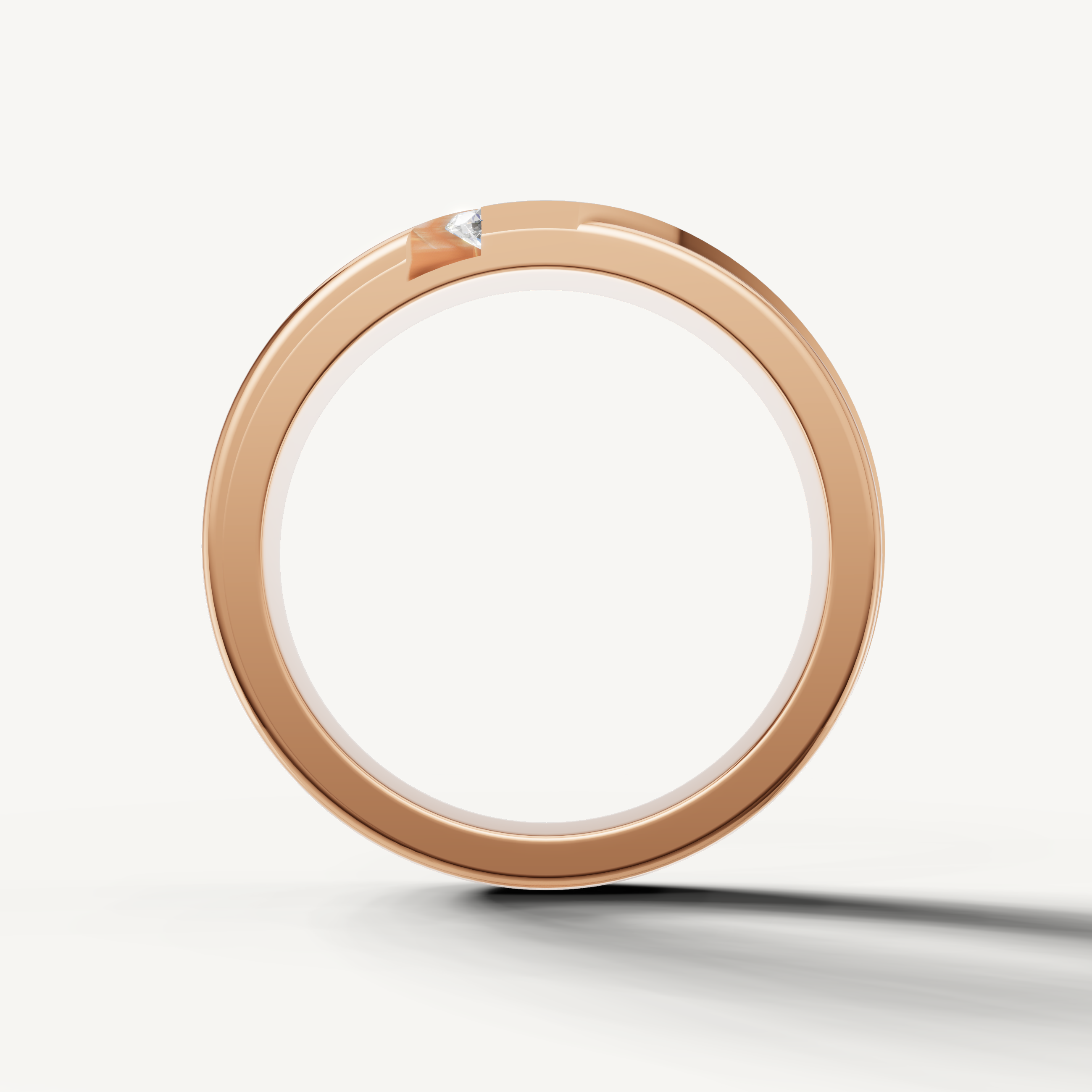 Designer rose gold anniversary band with modern diagonal diamond pattern from Raul Diamonds