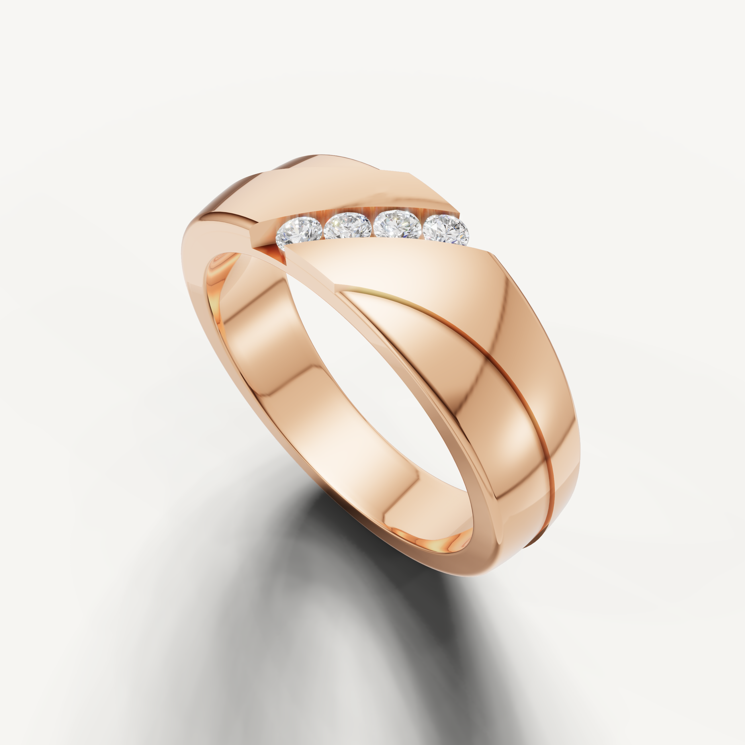 Premium rose gold wide diamond wedding band crafted by Raul Diamonds