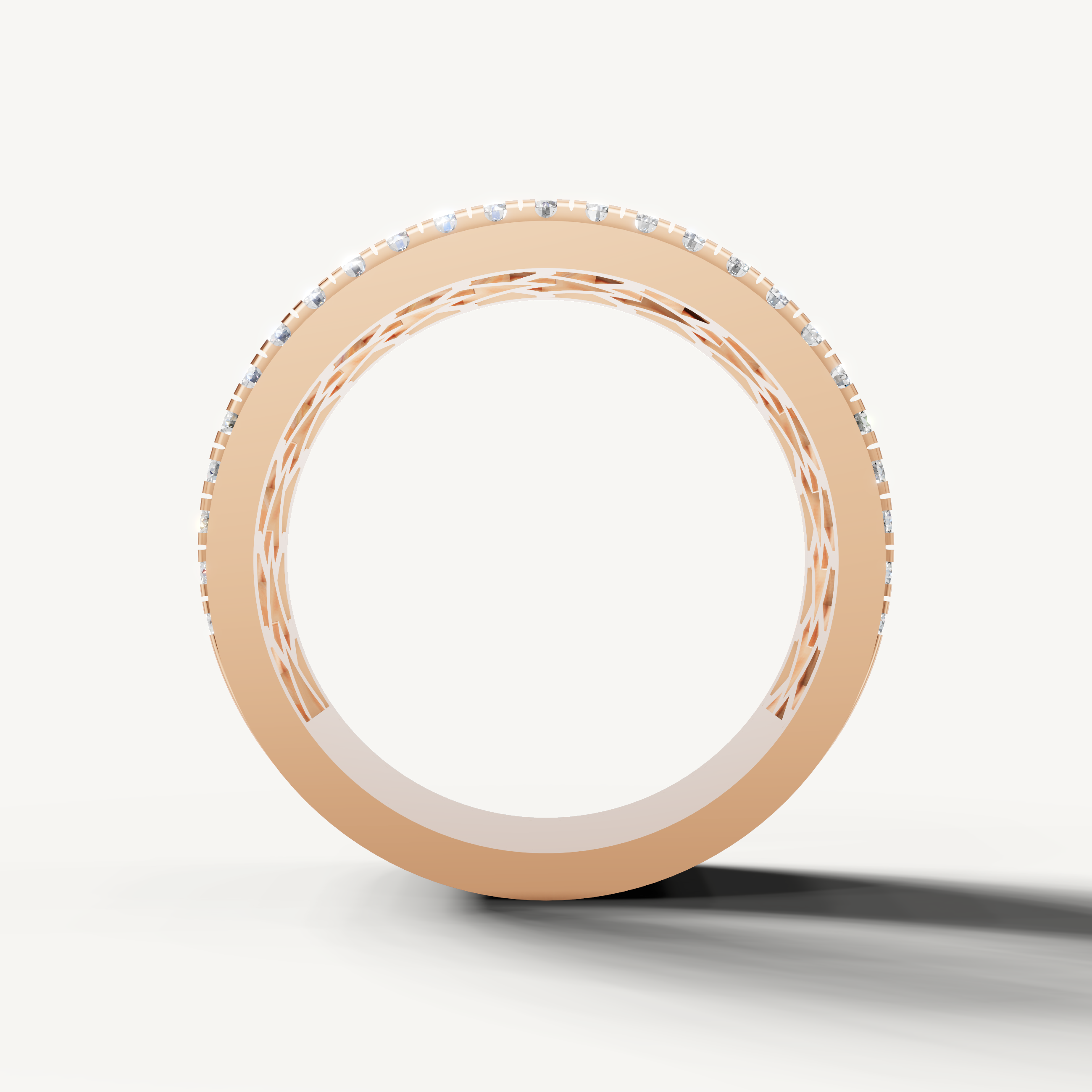 Designer rose gold anniversary band featuring pavé round diamonds from Raul Diamonds