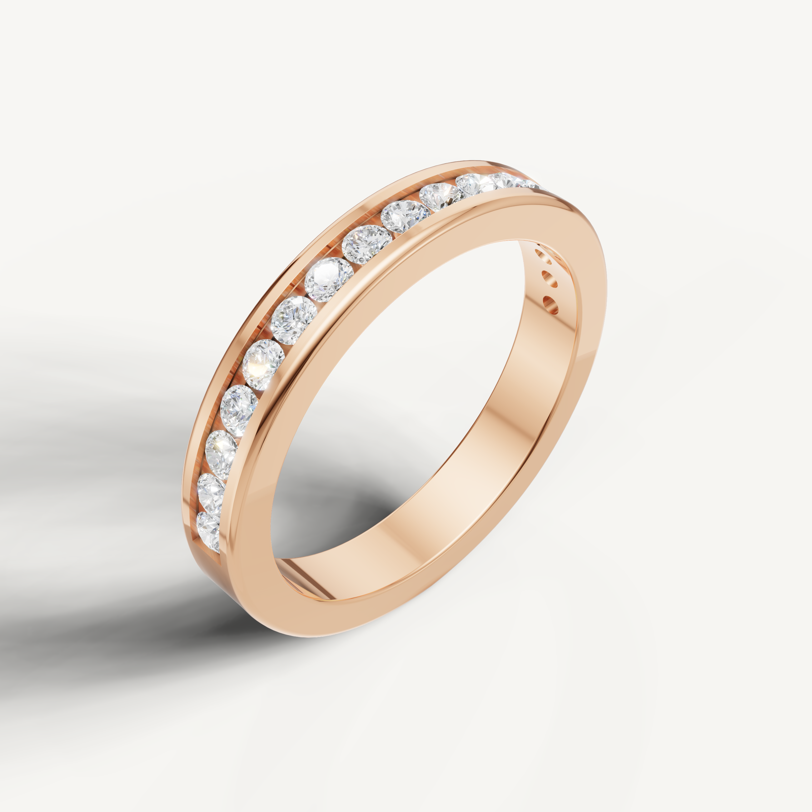 Romantic rose gold eternity wedding ring by Raul Diamonds with brilliant sparkle