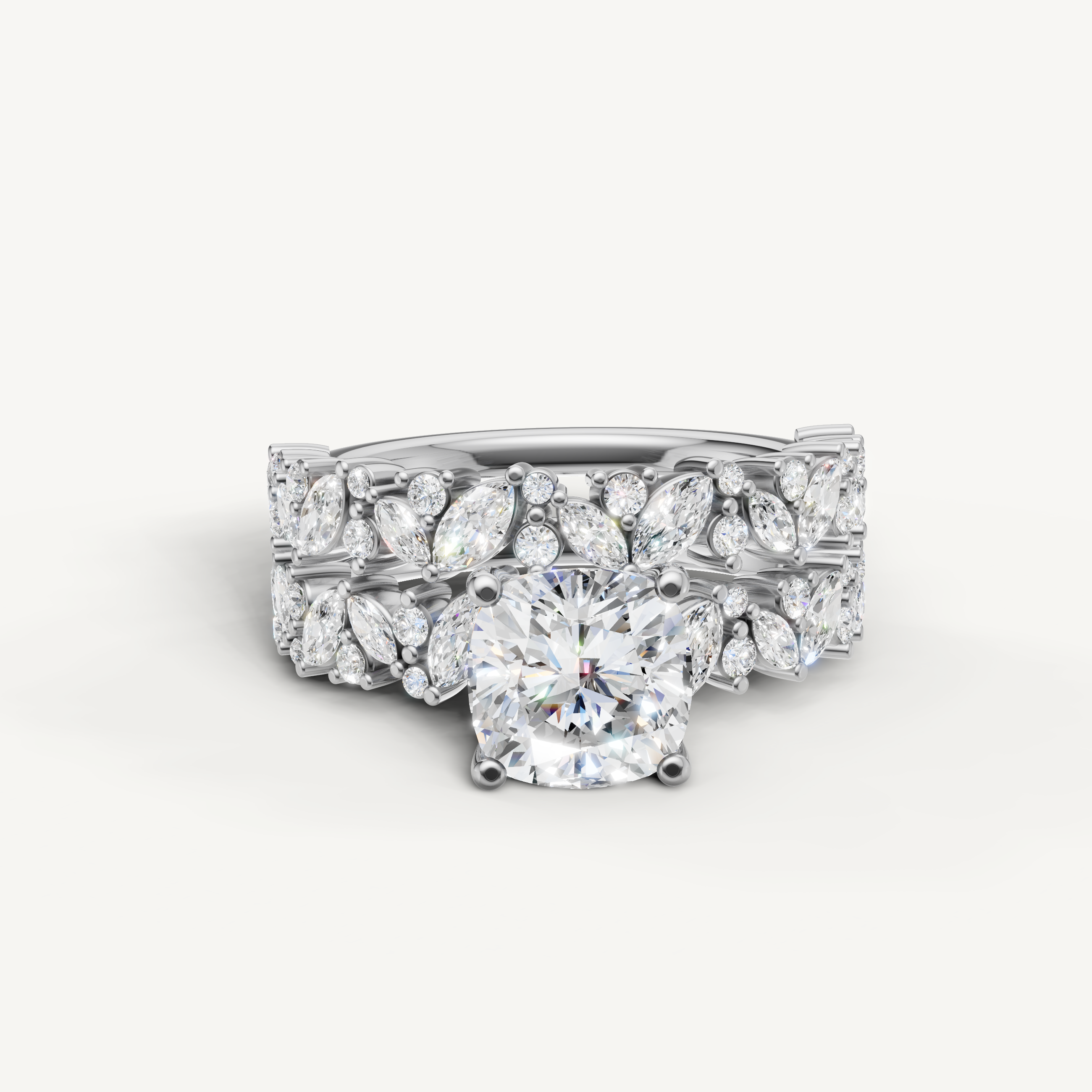 Raul Diamonds Cushion Cut Lab Grown Diamond Bridal Set in 14K White Gold