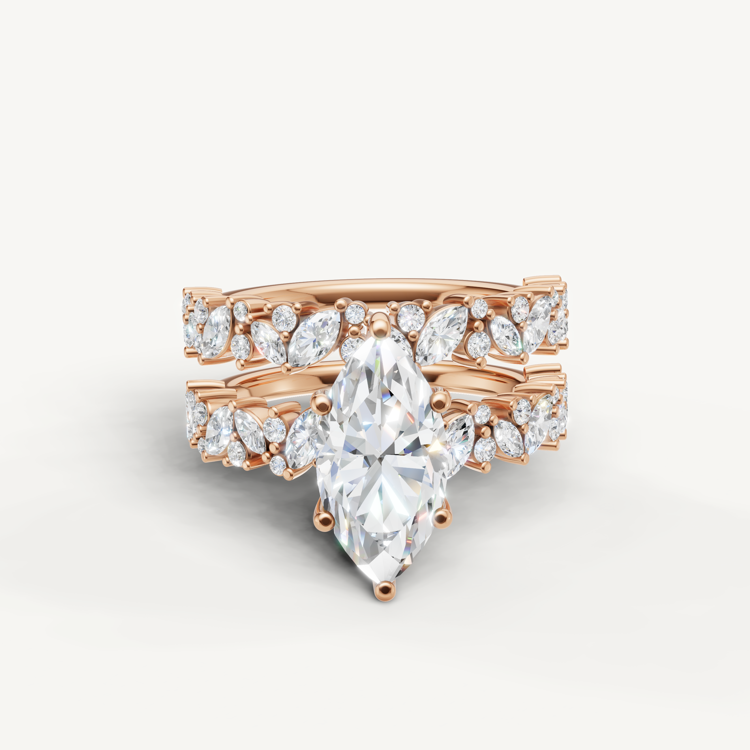 Raul Diamonds Marquise Cut Lab Grown Diamond Bridal Set in 14K Rose Gold