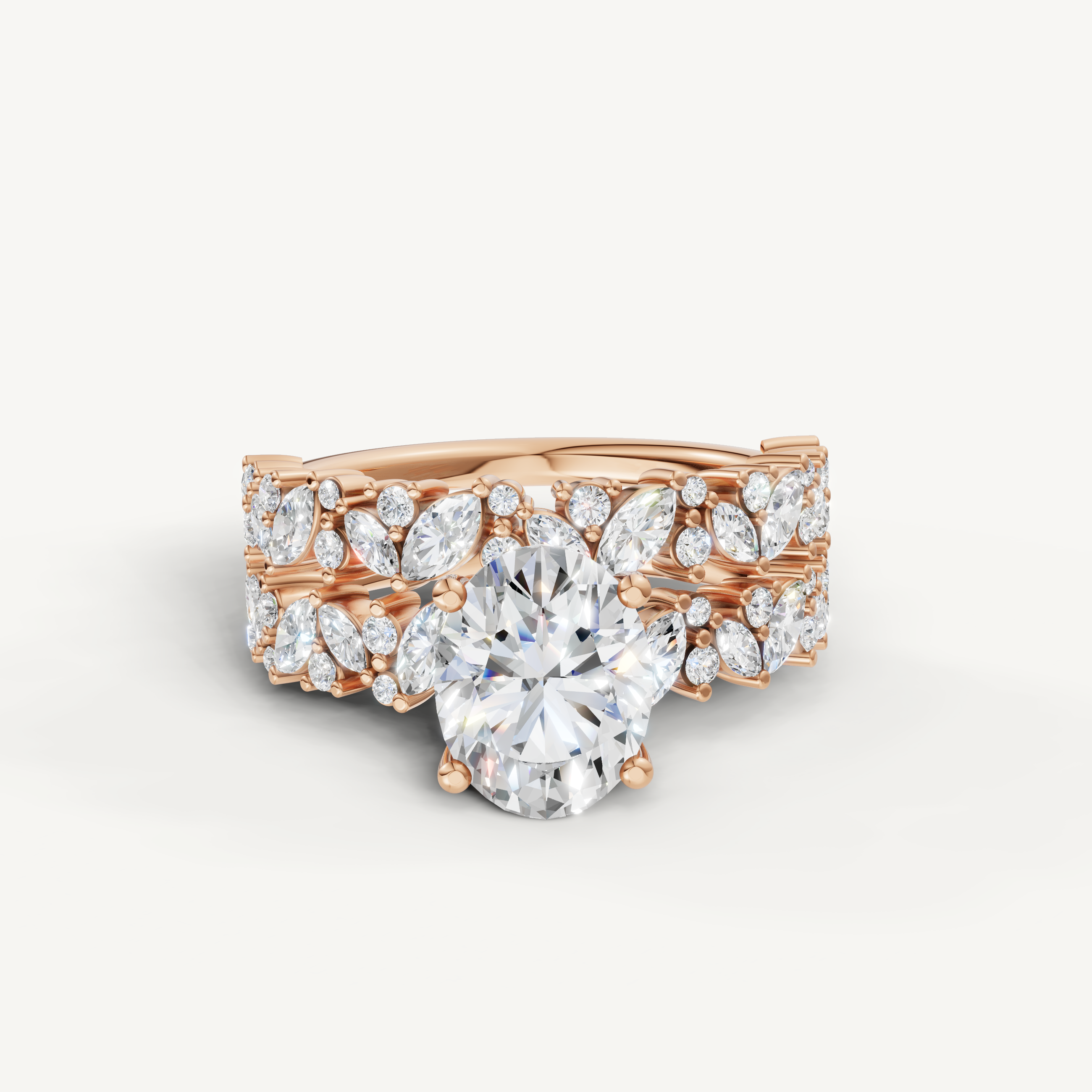 Raul Diamonds Oval Cut Lab Grown Diamond Bridal Set in 14K Rose Gold