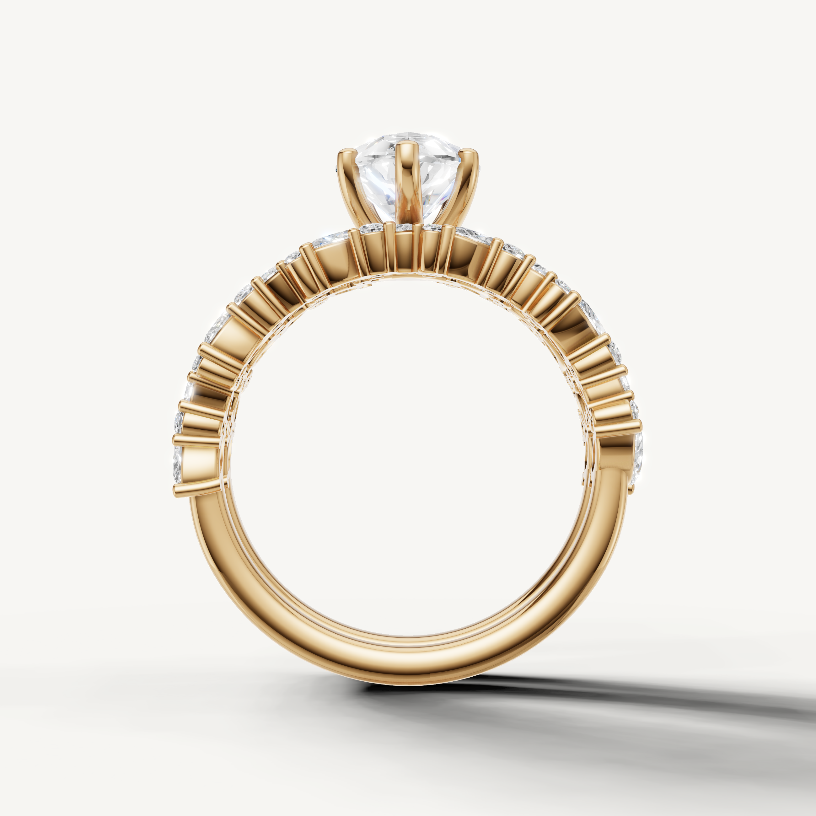 Elegant Pear Diamond Bridal Set Ring with Floral Pavé Halo Yellow Gold