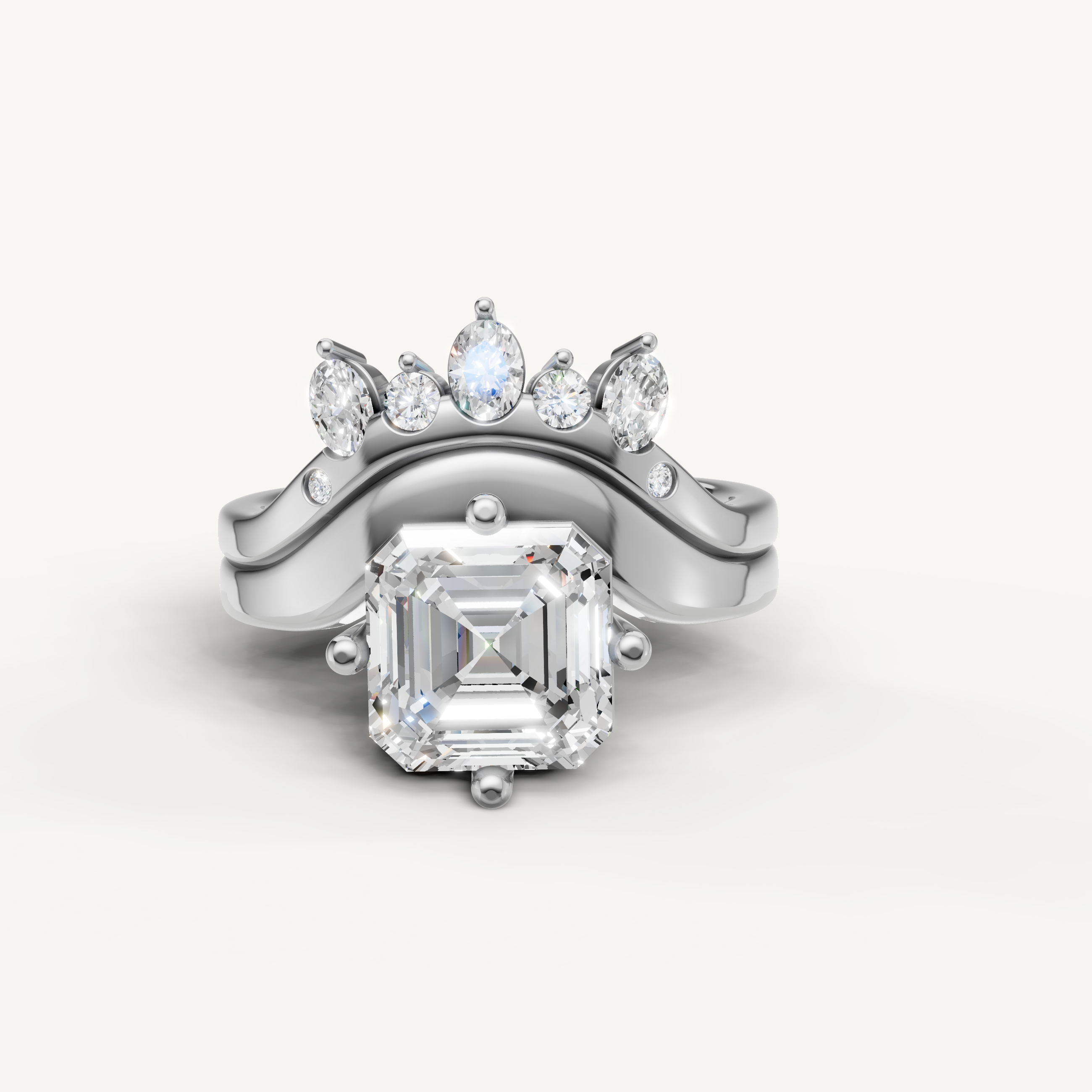 Raul Diamonds Asscher Cut Lab Grown Diamond Bridal Set in 14K White Gold