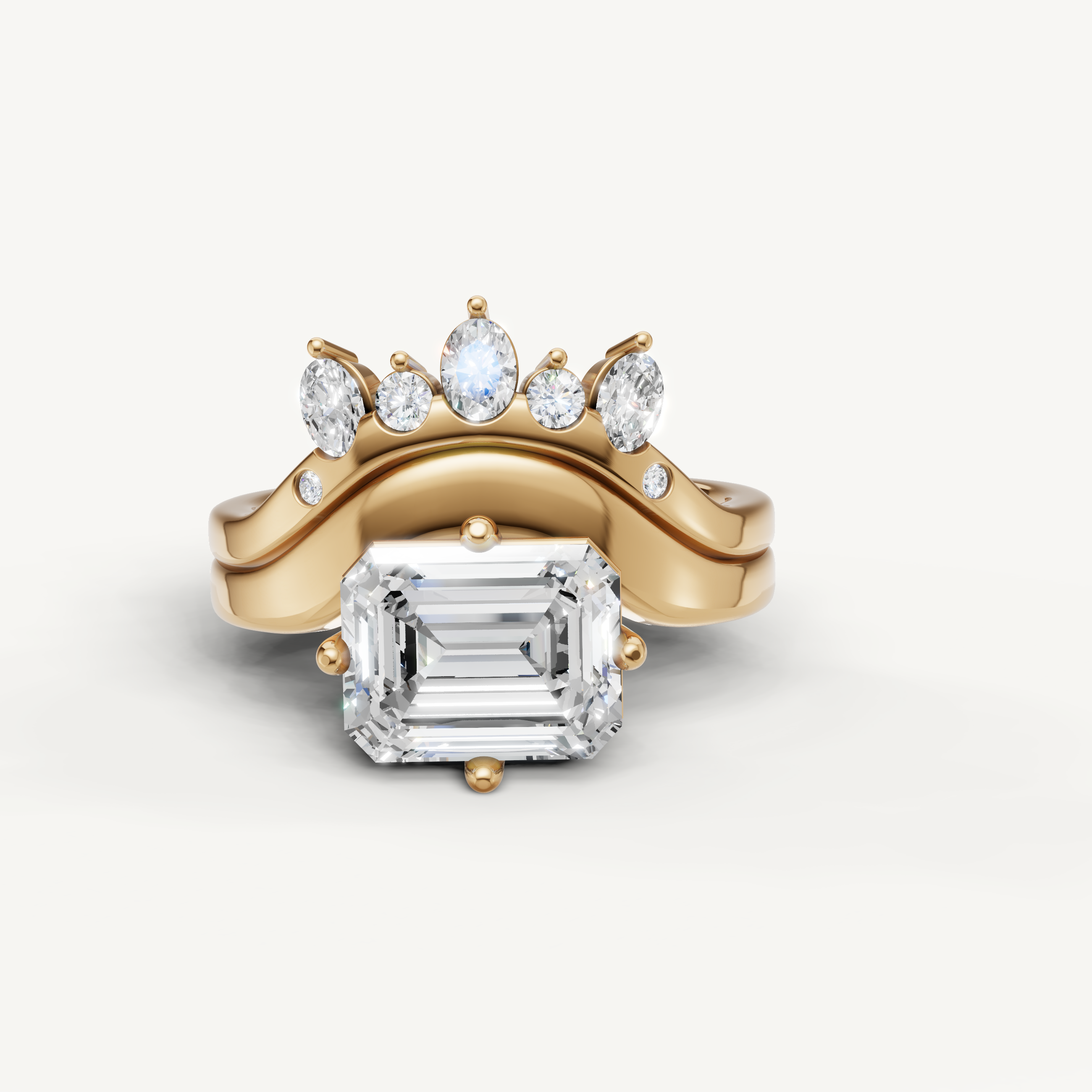 Raul Diamonds Emerald Cut Lab Grown Diamond Bridal Set in 14K Yellow Gold