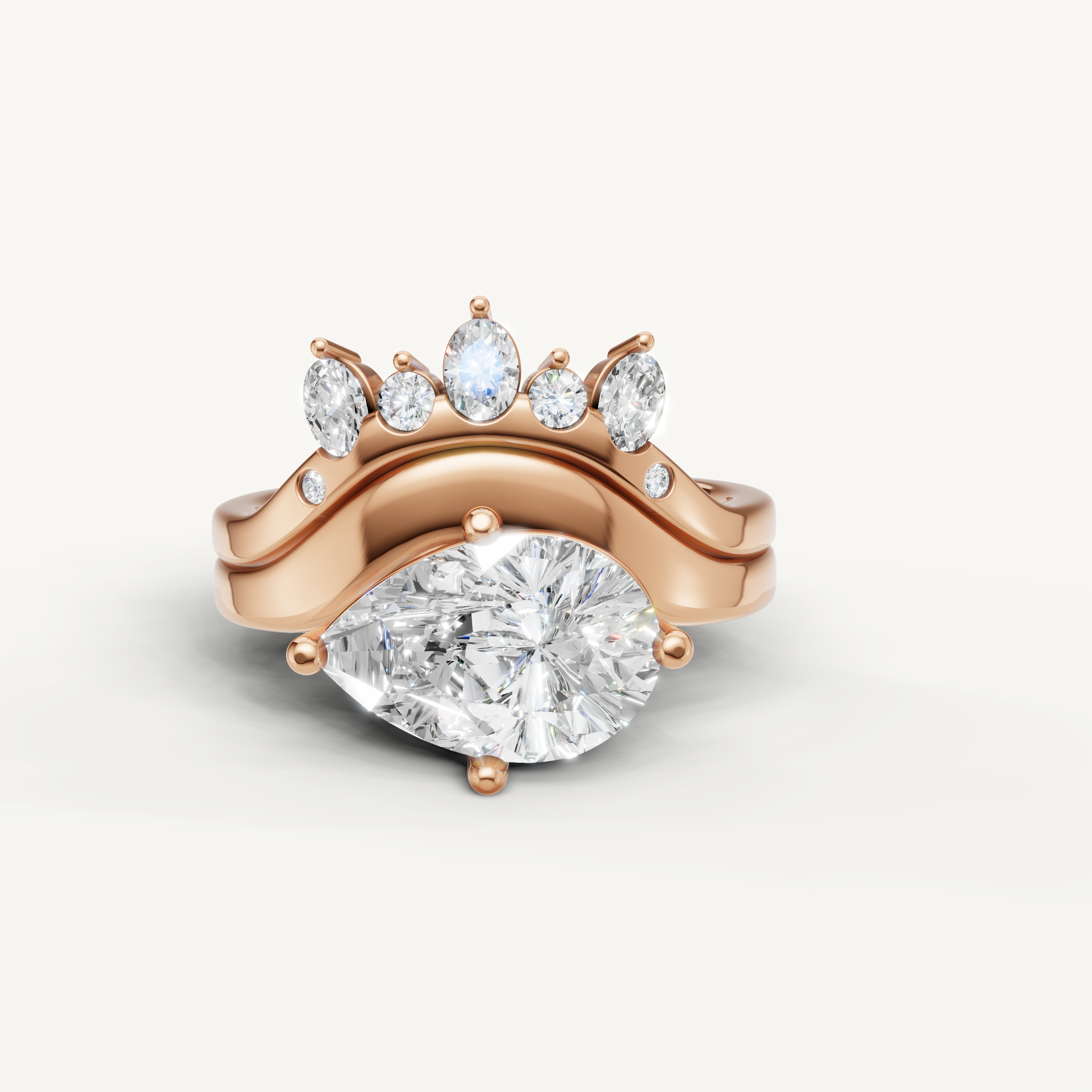 Raul Diamonds Pear Cut Lab Grown Diamond Bridal Set in 14K Rose Gold