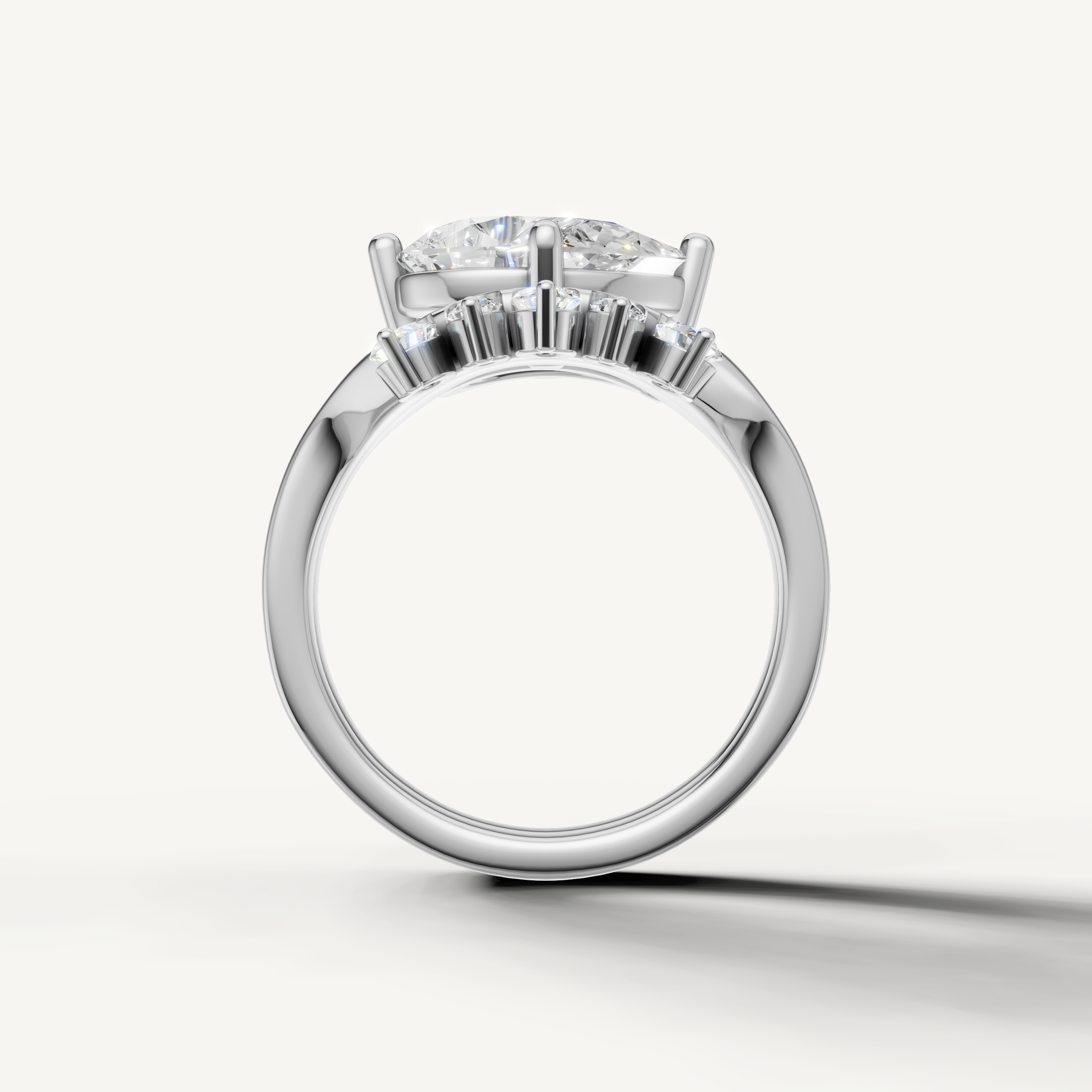 Luxury Pear Shape Diamond Bridal Set with Crown Style Band White Gold