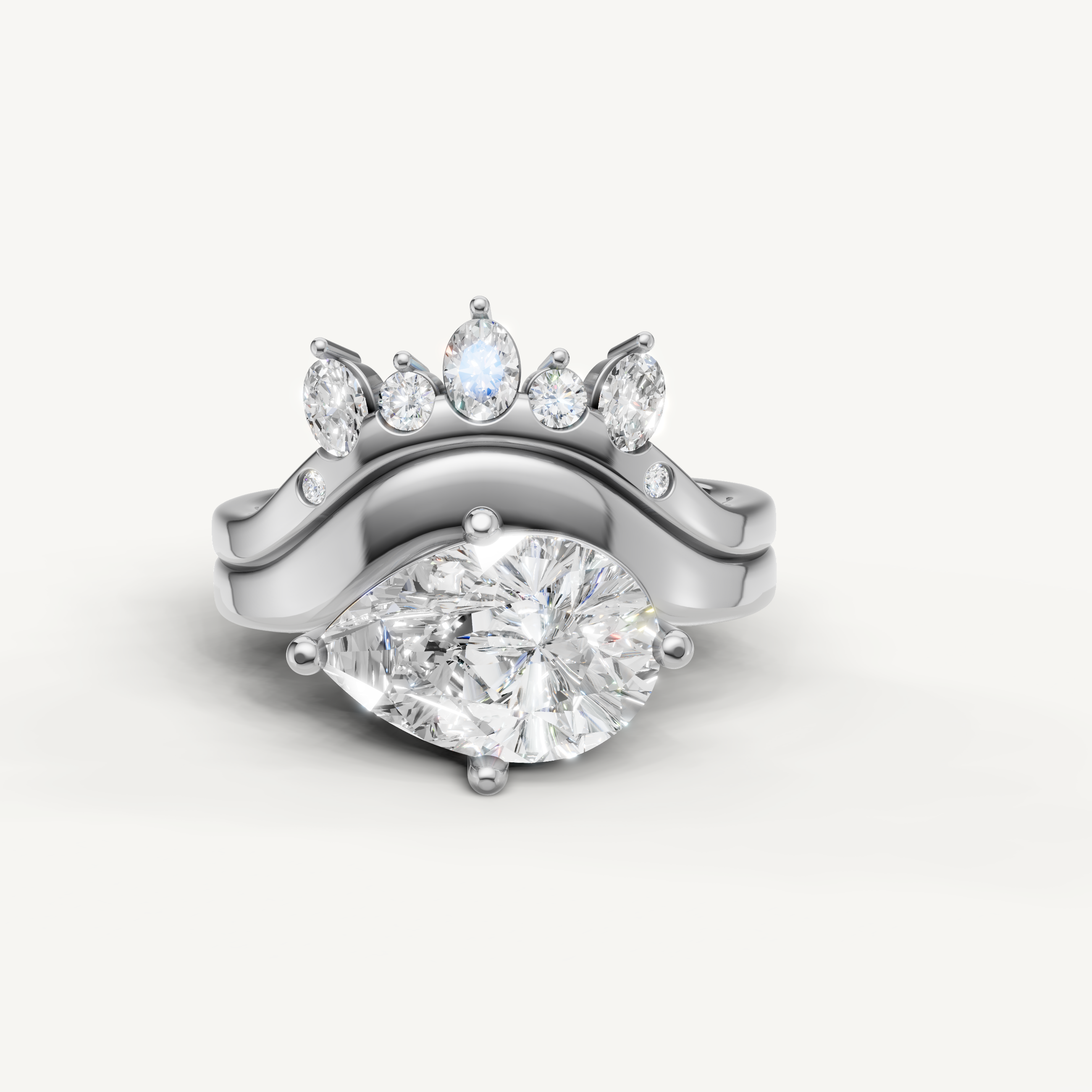 Raul Diamonds Pear Cut Lab Grown Diamond Bridal Set in 14K White Gold